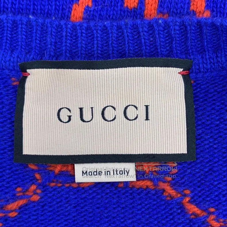 Gucci Gucci 22 blue logo jacquard full-print wool round-neck lon Size US XL / EU 56 / 4 - 5 Thumbnail