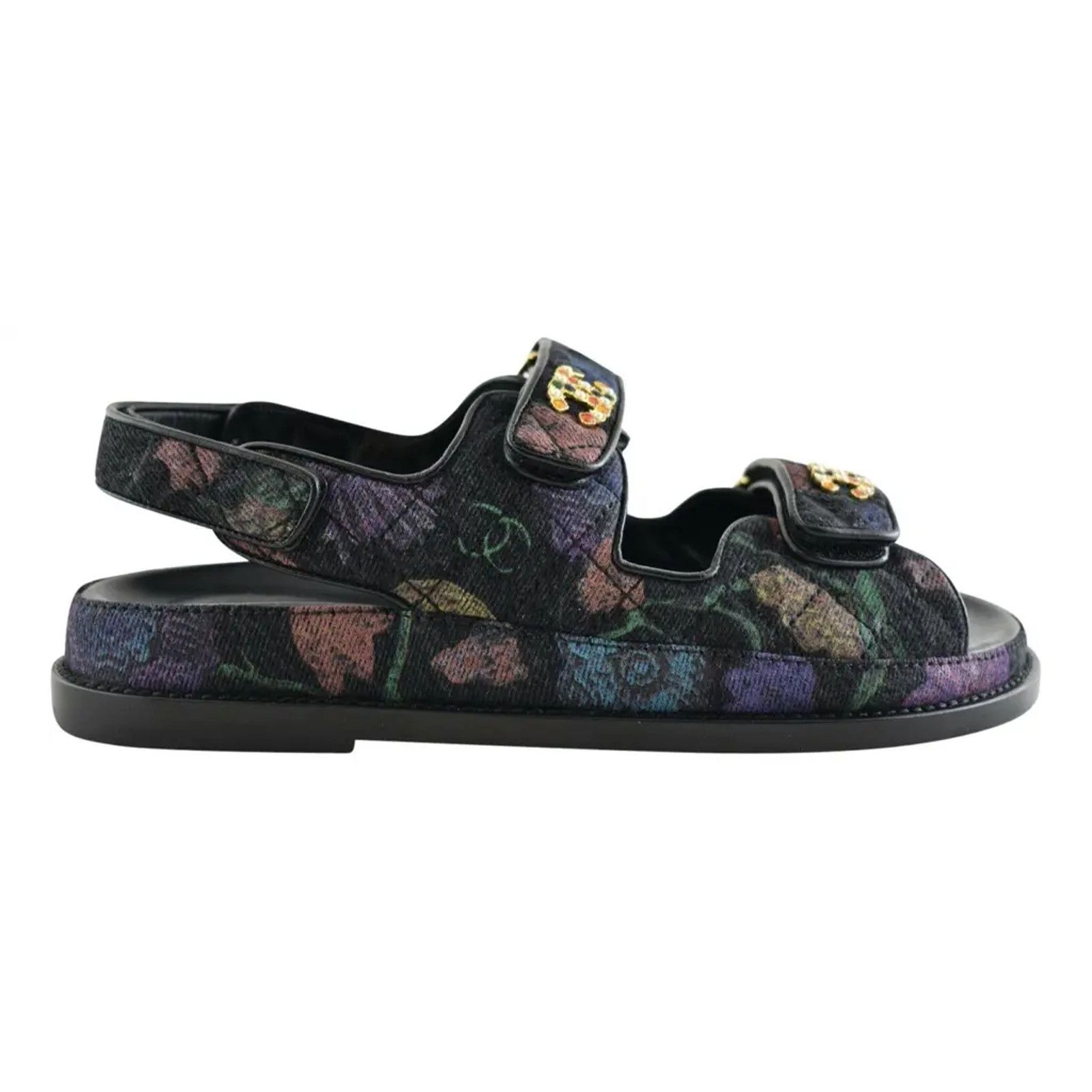 Chanel Chanel 21A Black Denim Graffiti CC Logo Mule Slide Strap Size US 6.5 / IT 36.5 - 1 Thumbnail