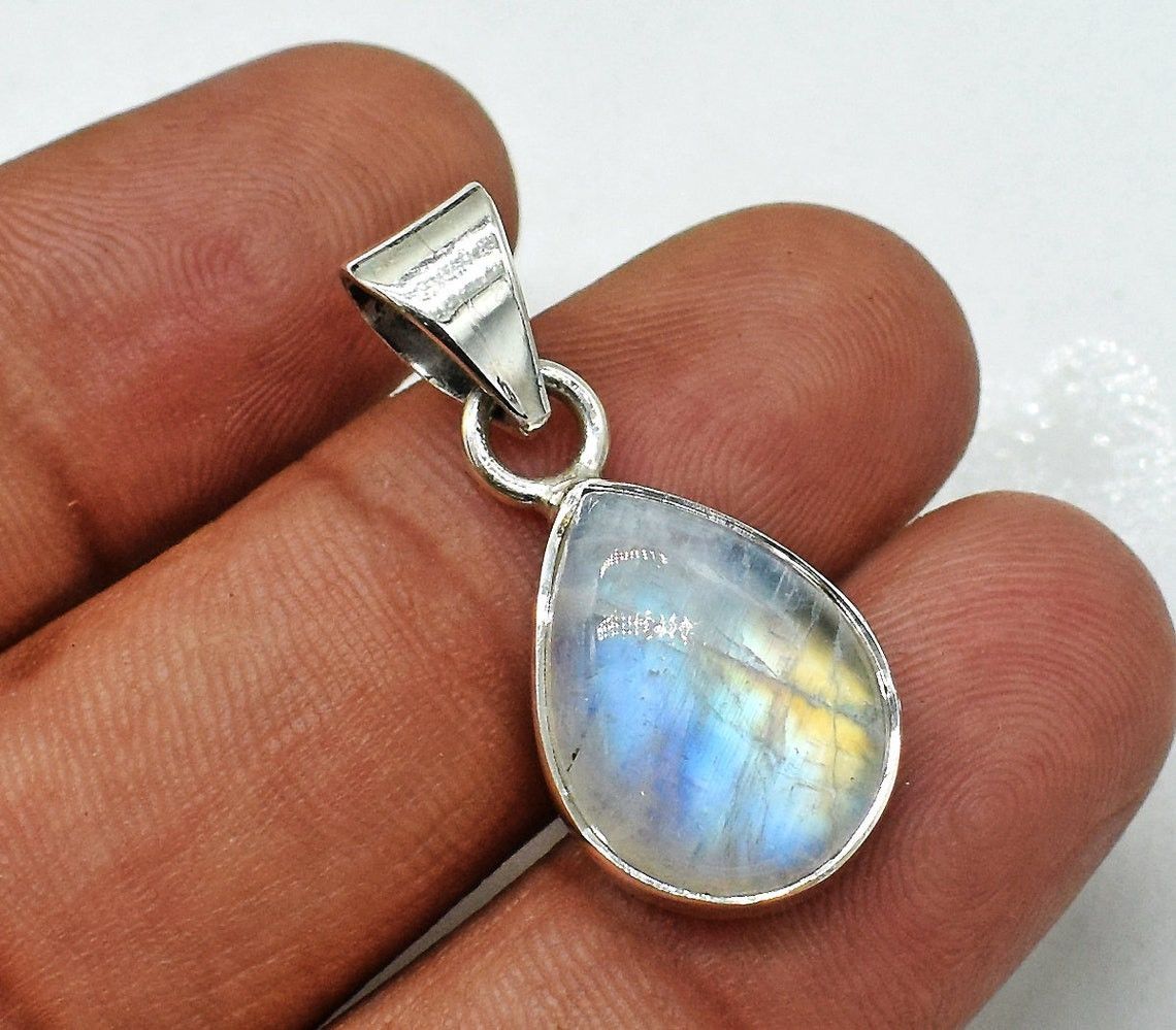 Handmade Genuine Rainbow moonstone Gemstone Pendant, Size ONE SIZE - 4 Thumbnail