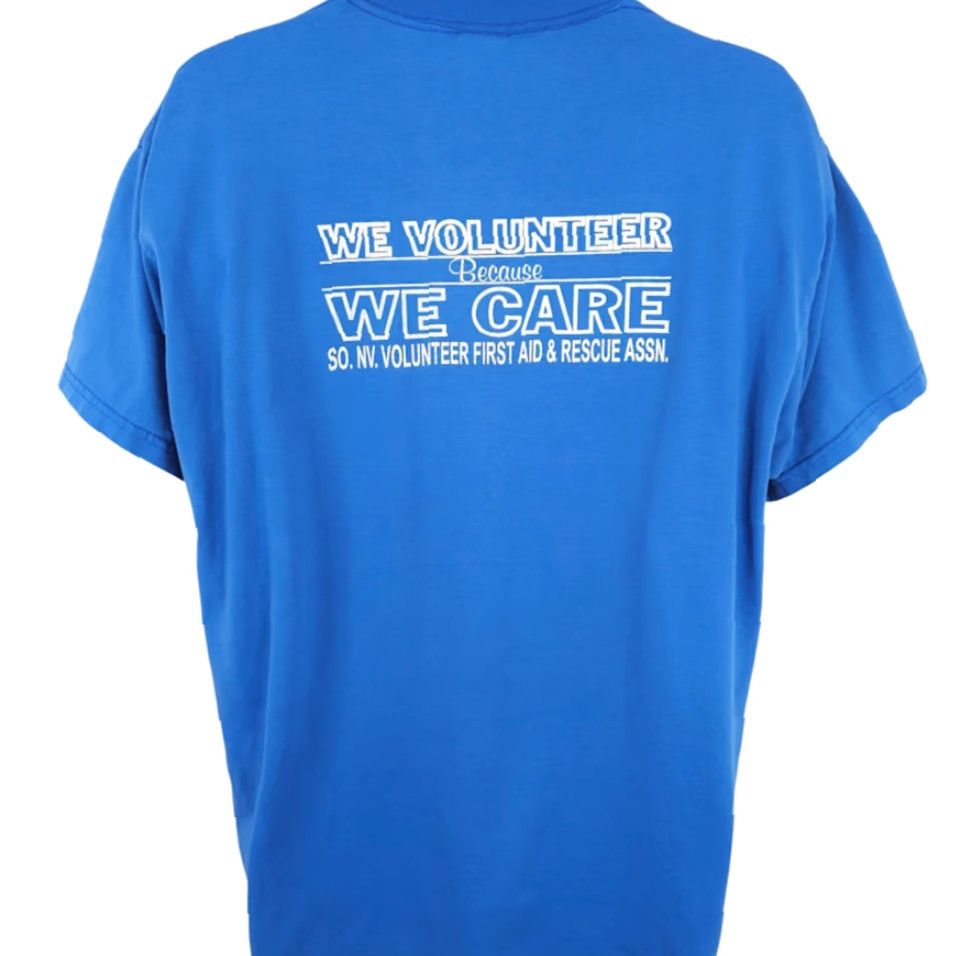 Fruit Of The Loom VINTAGE Fruit of the Loom T-Shirt Mens XL Blue 90s Y2K First Aid & Rescue Short Sleeve Crew Neck Cotton Blend | Double-Sided Size US XL / EU 56 / 4 - 4 Thumbnail