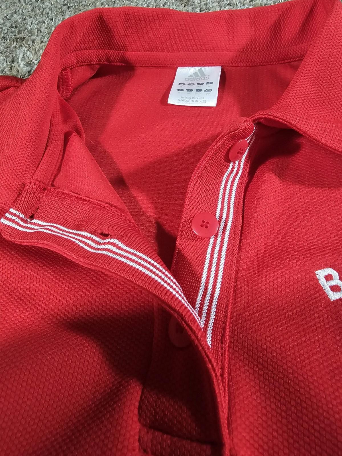 Adidas Adidas Wisconsin Badgers Hockey Red Polo Large Vintage Size ONE SIZE - 3 Thumbnail