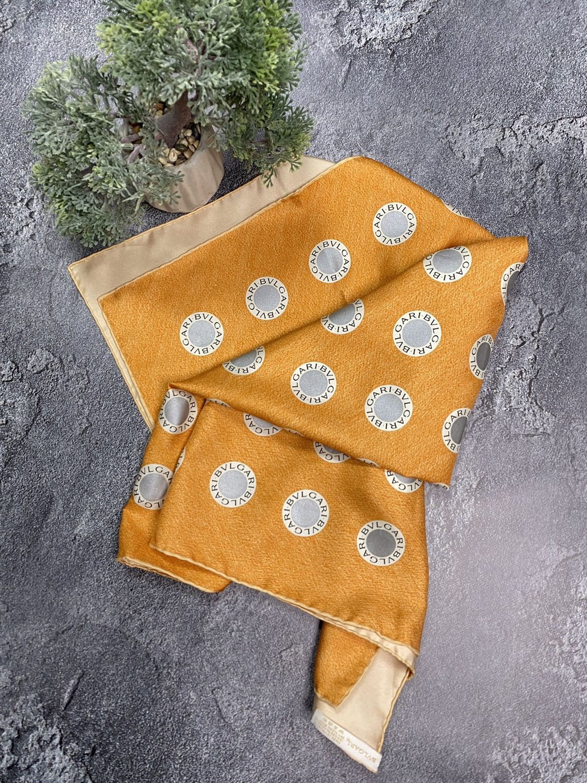 Bvlgari × Vintage Bvlgari vintage monogram silk scarf orange women Rare Size ONE SIZE - 9 Thumbnail
