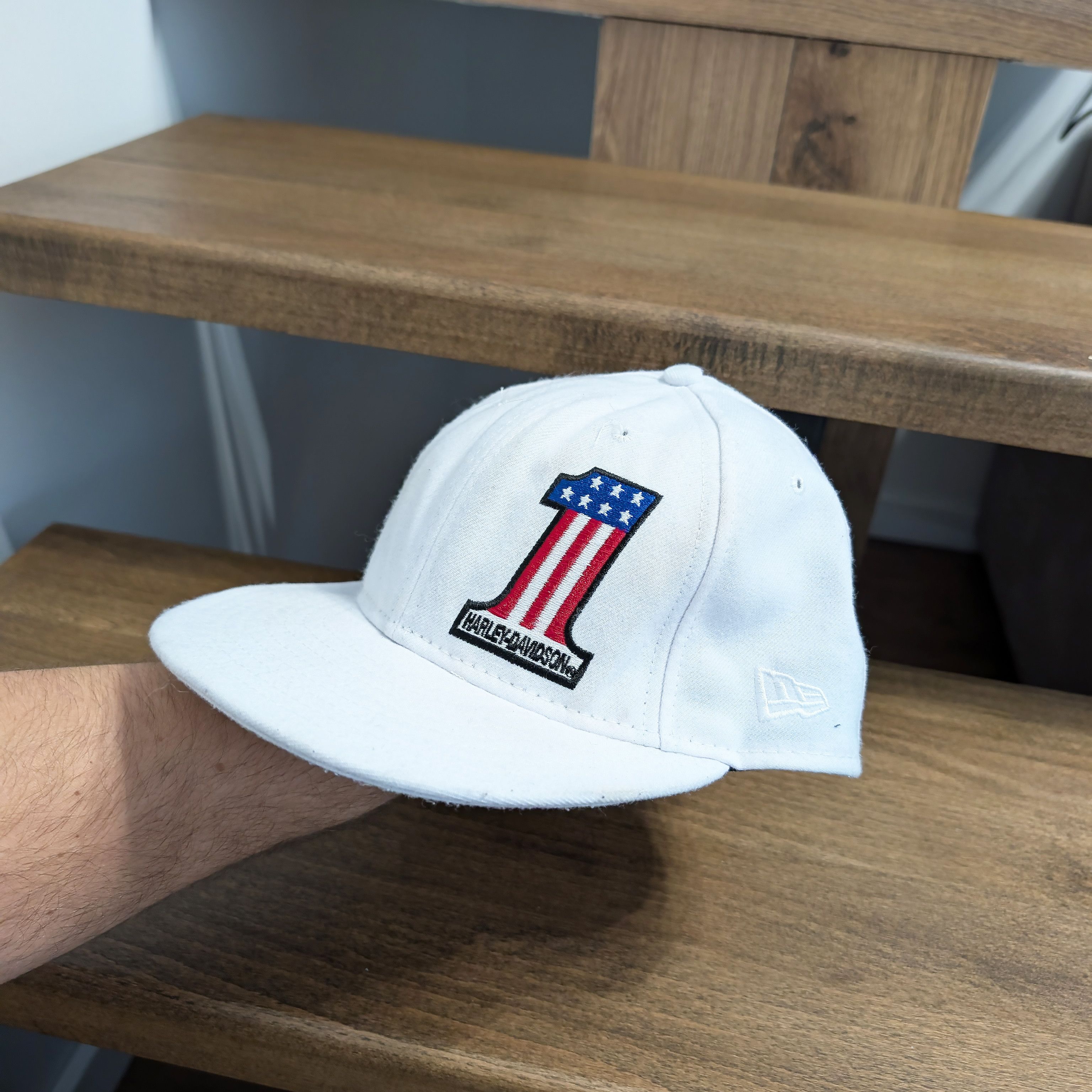 Harley Davidson New Era Harley-Davidson #1 White Fitted Cap Rare Biker Size ONE SIZE - 5 Thumbnail