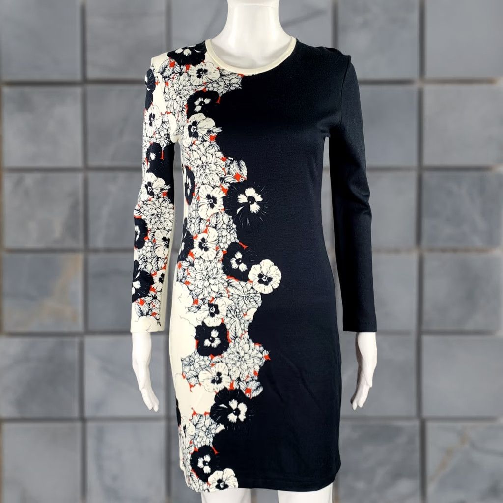 Prabal Gurung PRABAL GURUNG Size S Navy Cream Floral Sheath Cocktail Dress Womens Size S / US 4 / IT 40 - 1 Thumbnail