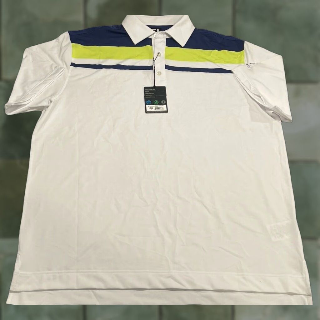Footjoy FootJoy Colorblock Lisle Self Collar Polo Mens L White/Citrus Green NWT Size US L / EU 52-54 / 3 - 1 Thumbnail