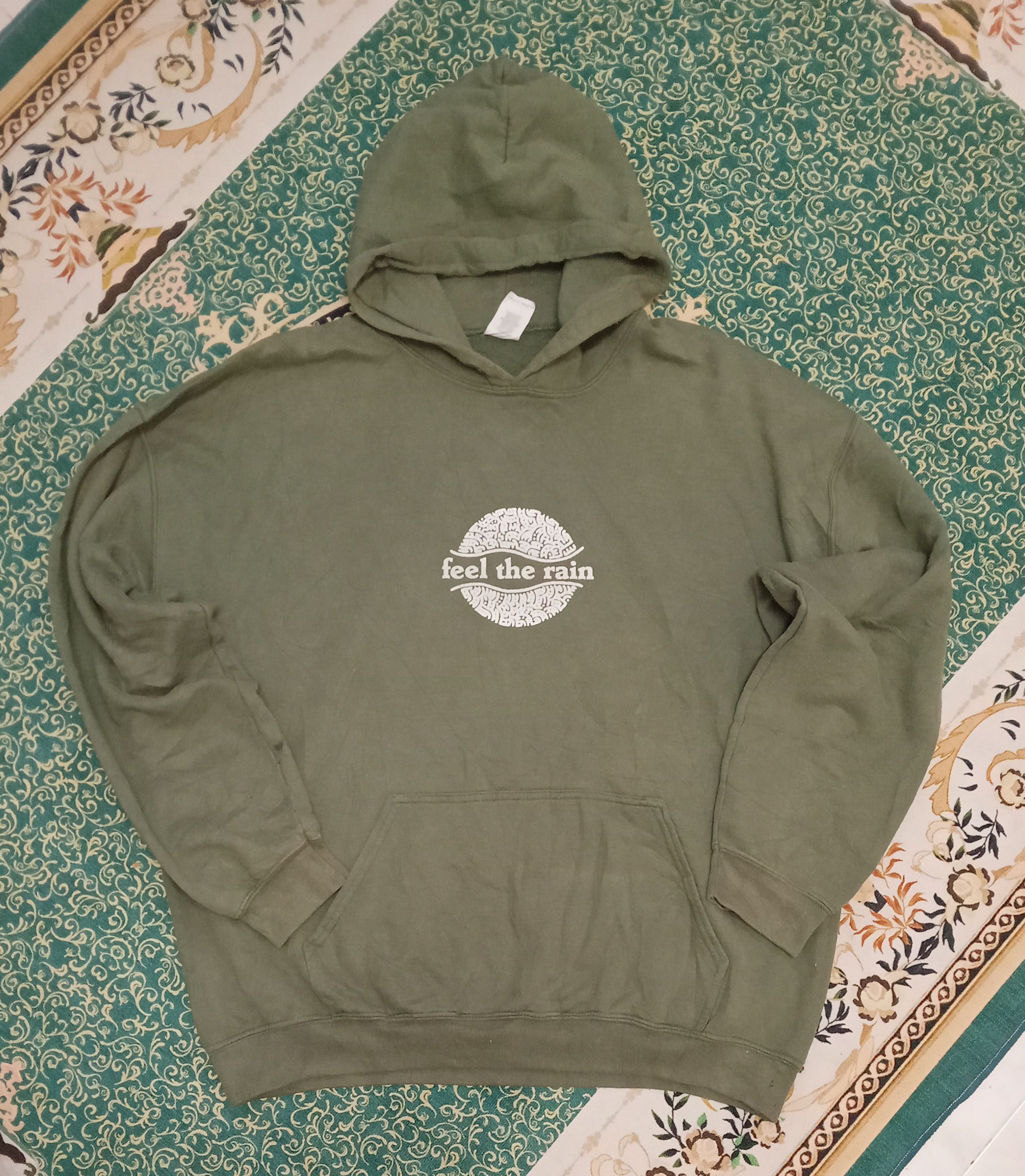 Image of Vintage Rare Y2K Feel The Rain Olive Green Hoodie in Green Olive, Men's (Size XL)