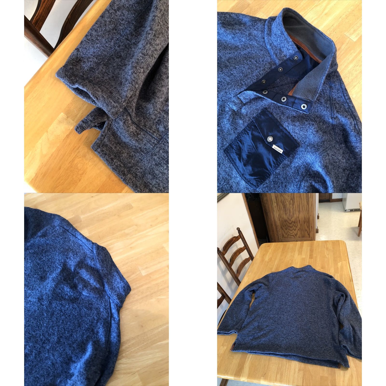 Vintage Woolrich Pullover Sweater XL Men Blue Mock Neck 1/4 Snap Button Pocket VTG Size US XL / EU 56 / 4 - 8 Thumbnail