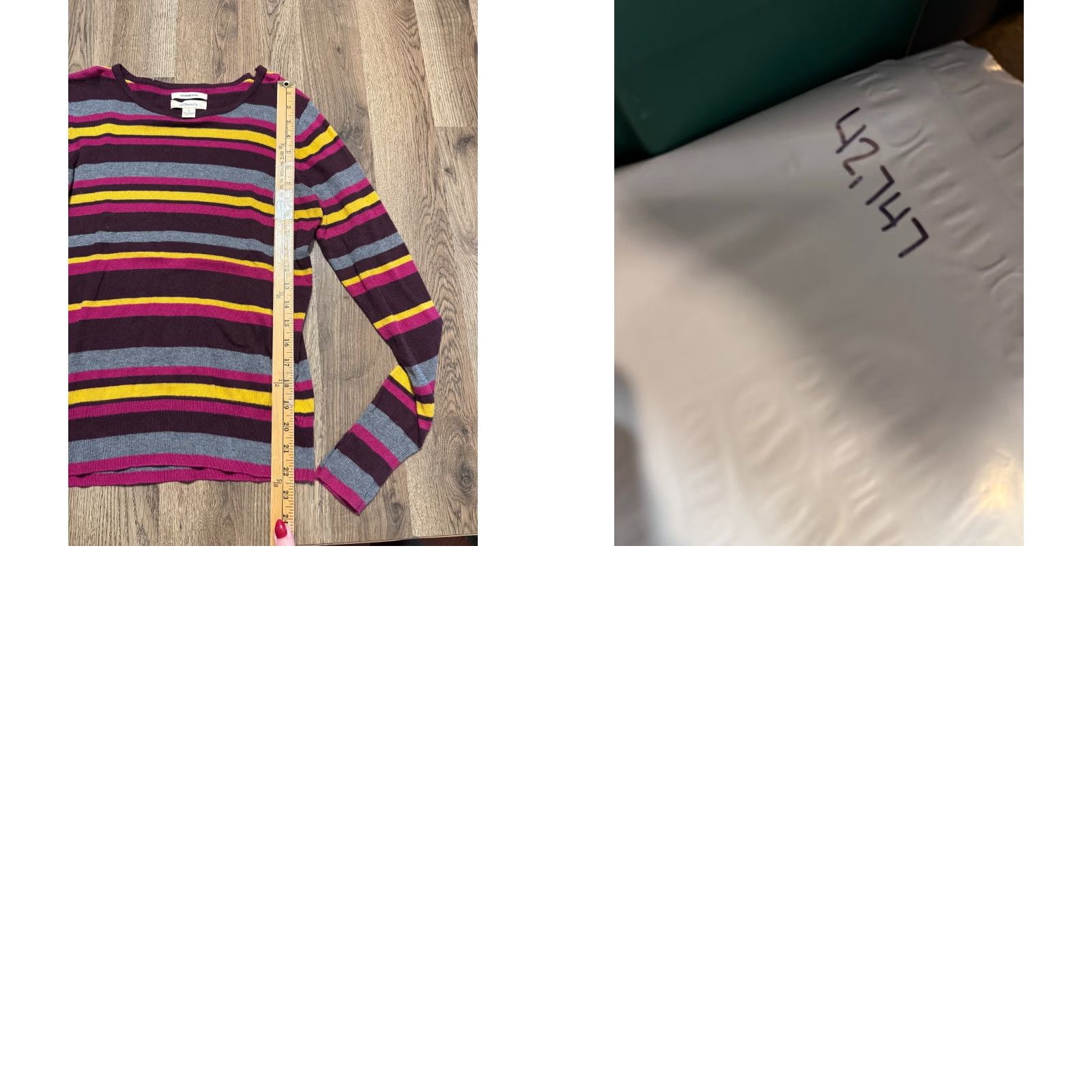 Vintage G.H. Bass & Co. Shirt Women S Pink Yellow Grey Red Striped Cashmere Blend - Casual, Long Sleeve, Regular Fit, T-Shirt Size S / US 4 / IT 40 - 8 Thumbnail