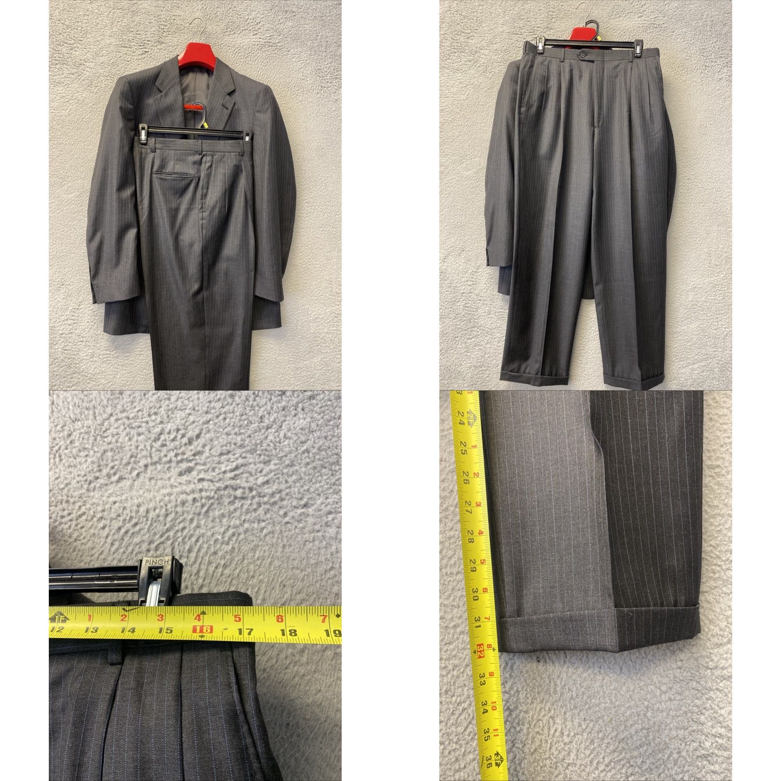 Hart Schaffner Marx HART SHAFFNER MARX Mens 2 Piece Suit Gray Wool 41L 34Wx32 /131-12 Casual Formal Business Party/Cocktail Travel Wedding Size 42R - 10 Thumbnail