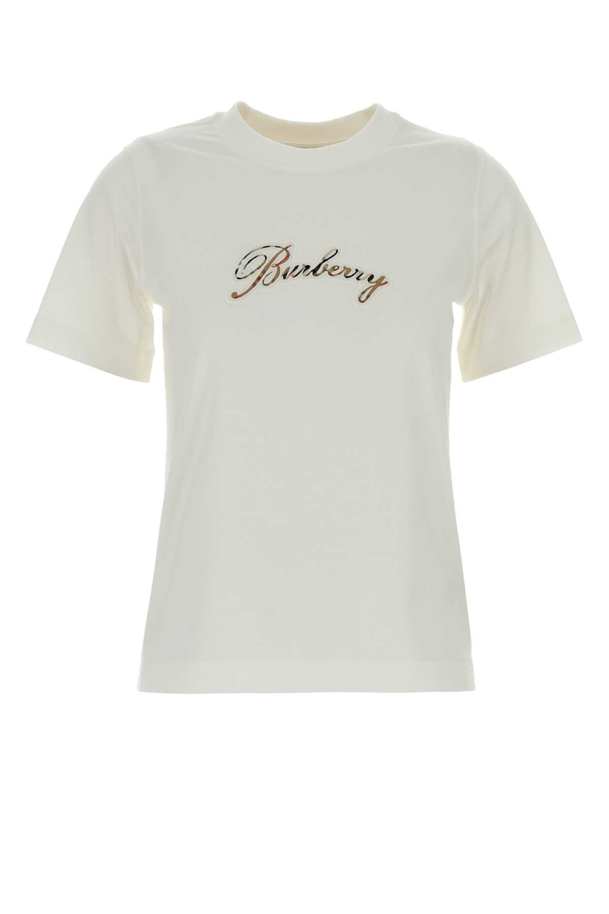 Burberry White Cotton T-Shirt Size M / US 6-8 / IT 42-44 - 1 Thumbnail