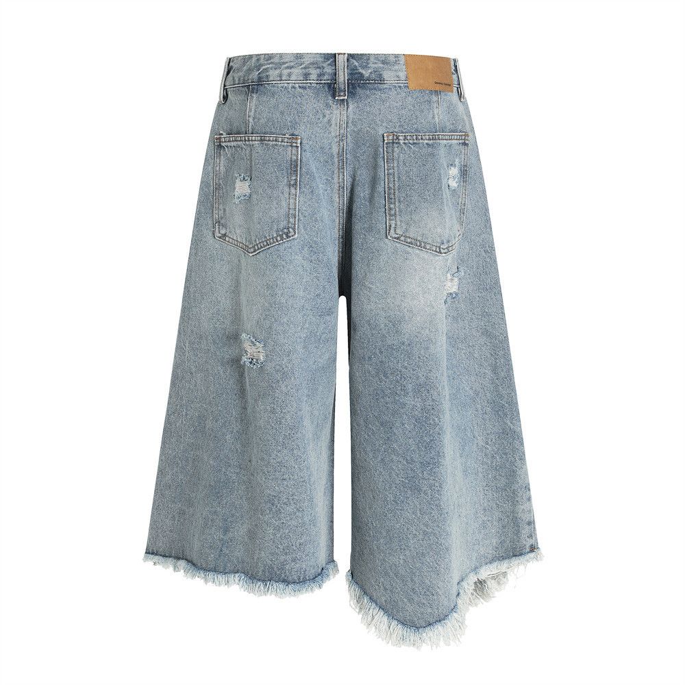 Japanese Brand × Jean Men's irregular distressed heavy washed ripped denim shorts Size US 32 / EU 48 - 3 Thumbnail