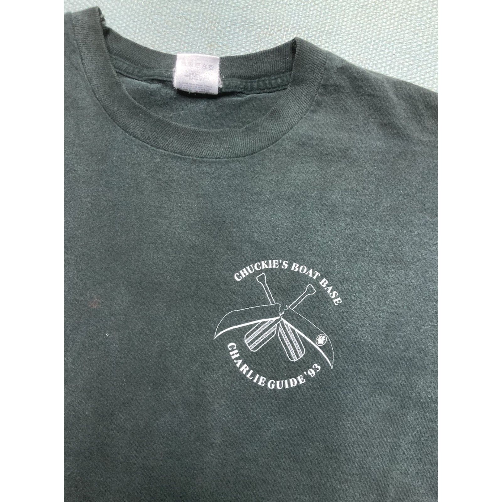Fruit Of The Loom VINTAGE 90s Chuckie’s Boat Base Charlie Guide Funny Black BSA XL T-Shirt Mens Size US XL / EU 56 / 4 - 4 Thumbnail