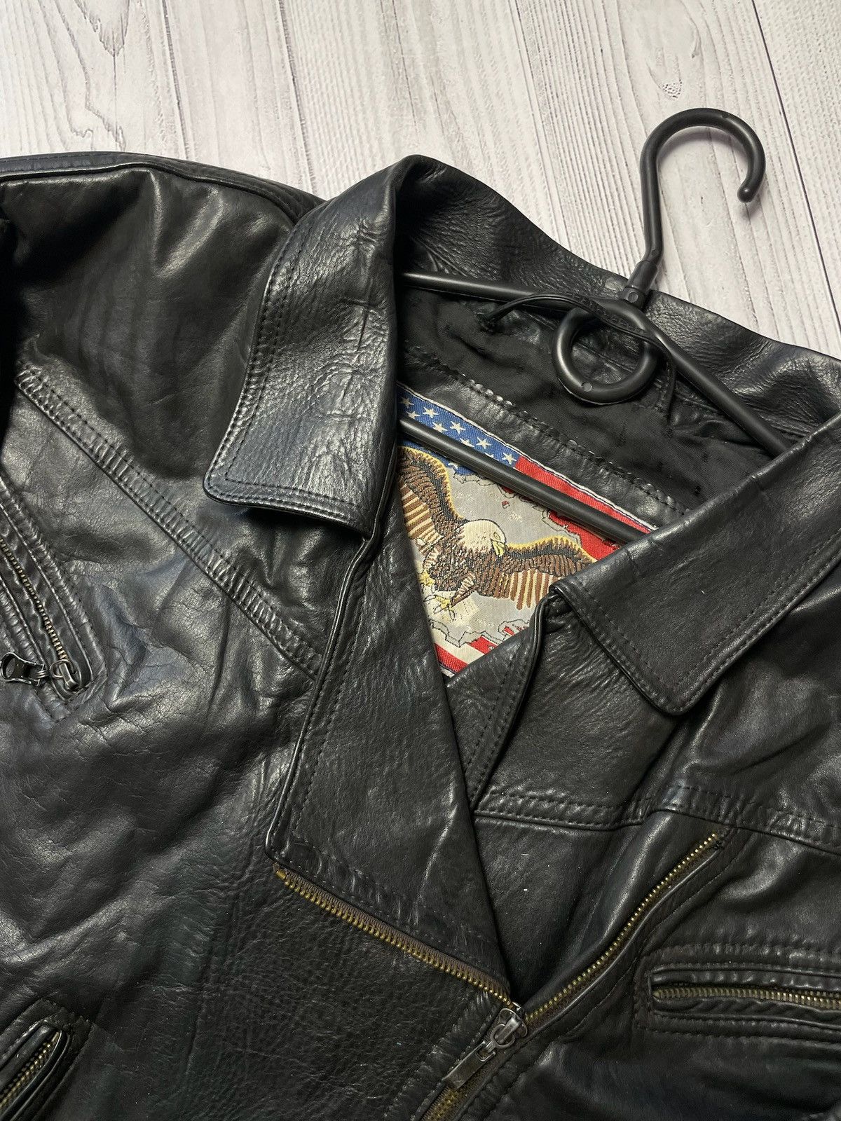 Vintage Vintage Leather Jacket black size S/M logo American Biker Size US M / EU 48-50 / 2 - 2 Thumbnail