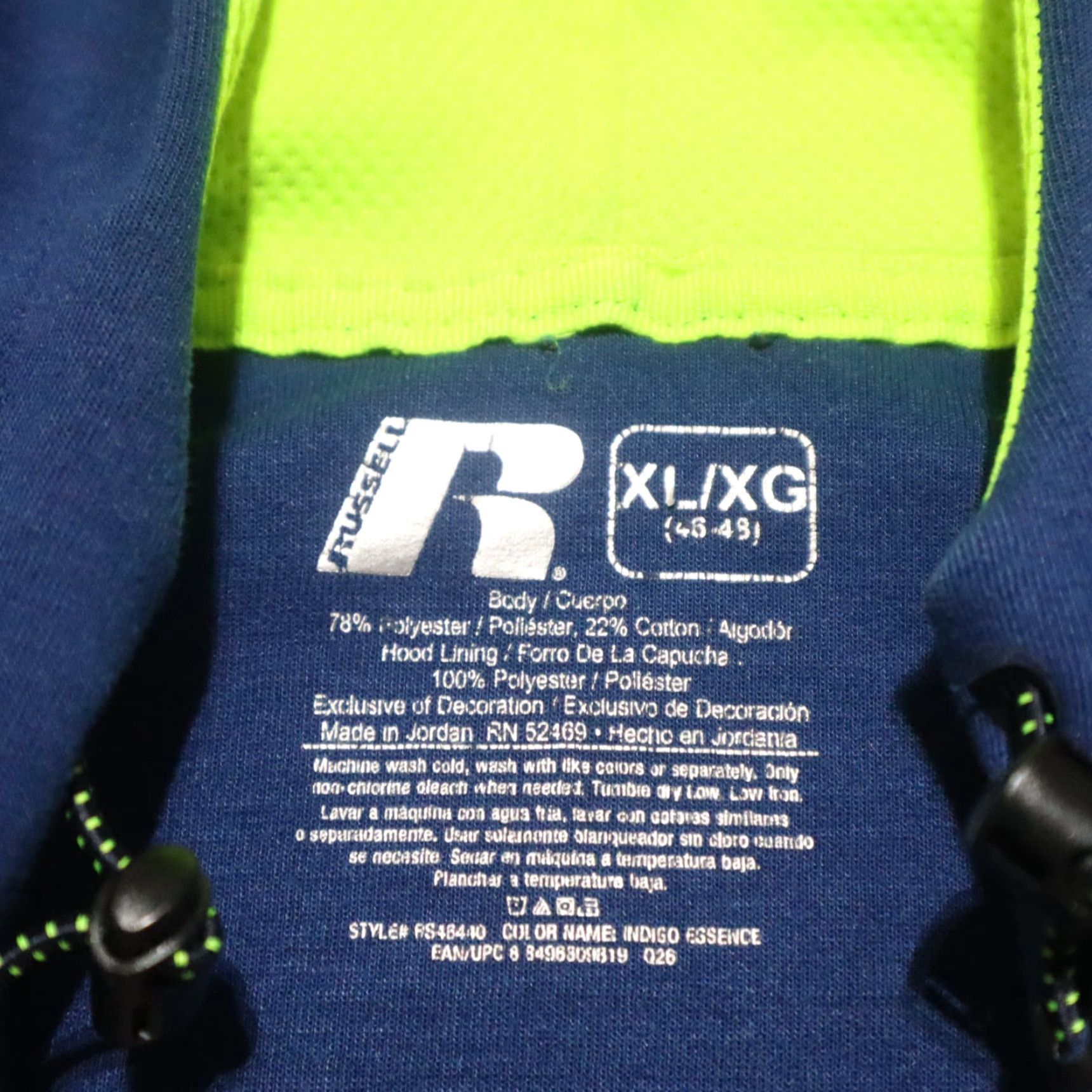 Russell Athletic VINTAGE Russell Athletic Solid Blue Full Zip Hoodie X-Large Men's Size XL Blue Rich Fleece Sweatshirt 90s Size XL / US 12-14 / IT 48-50 - 3 Thumbnail