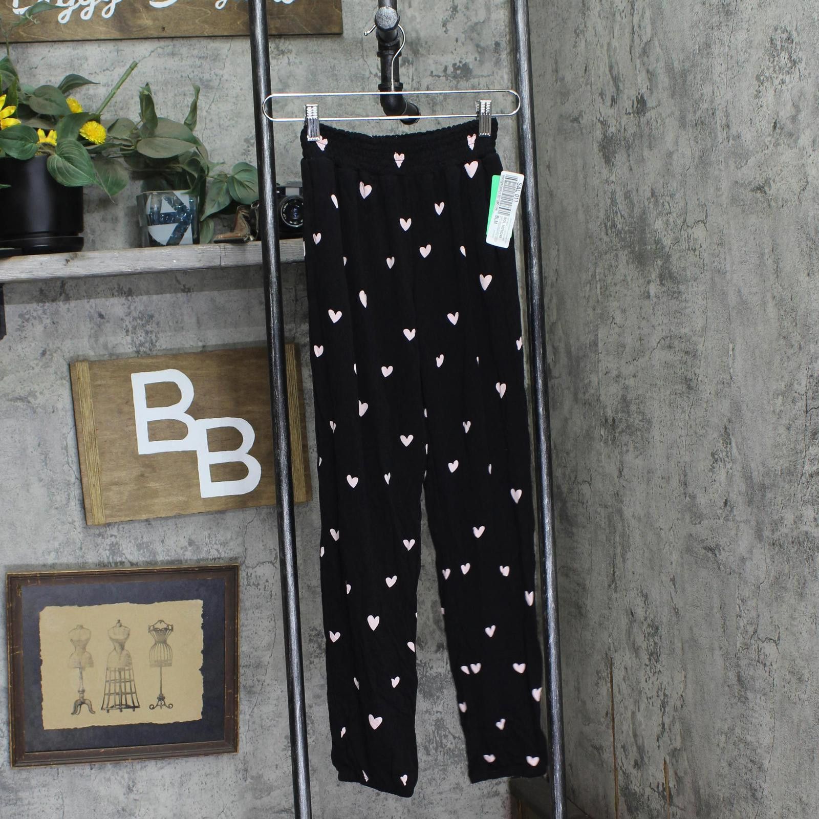 honeyee.com Honeydew Womens Sun Lover Lounge Pants 18988 Black Hearts S Size 28" / US 6 / IT 42 - 1 Thumbnail