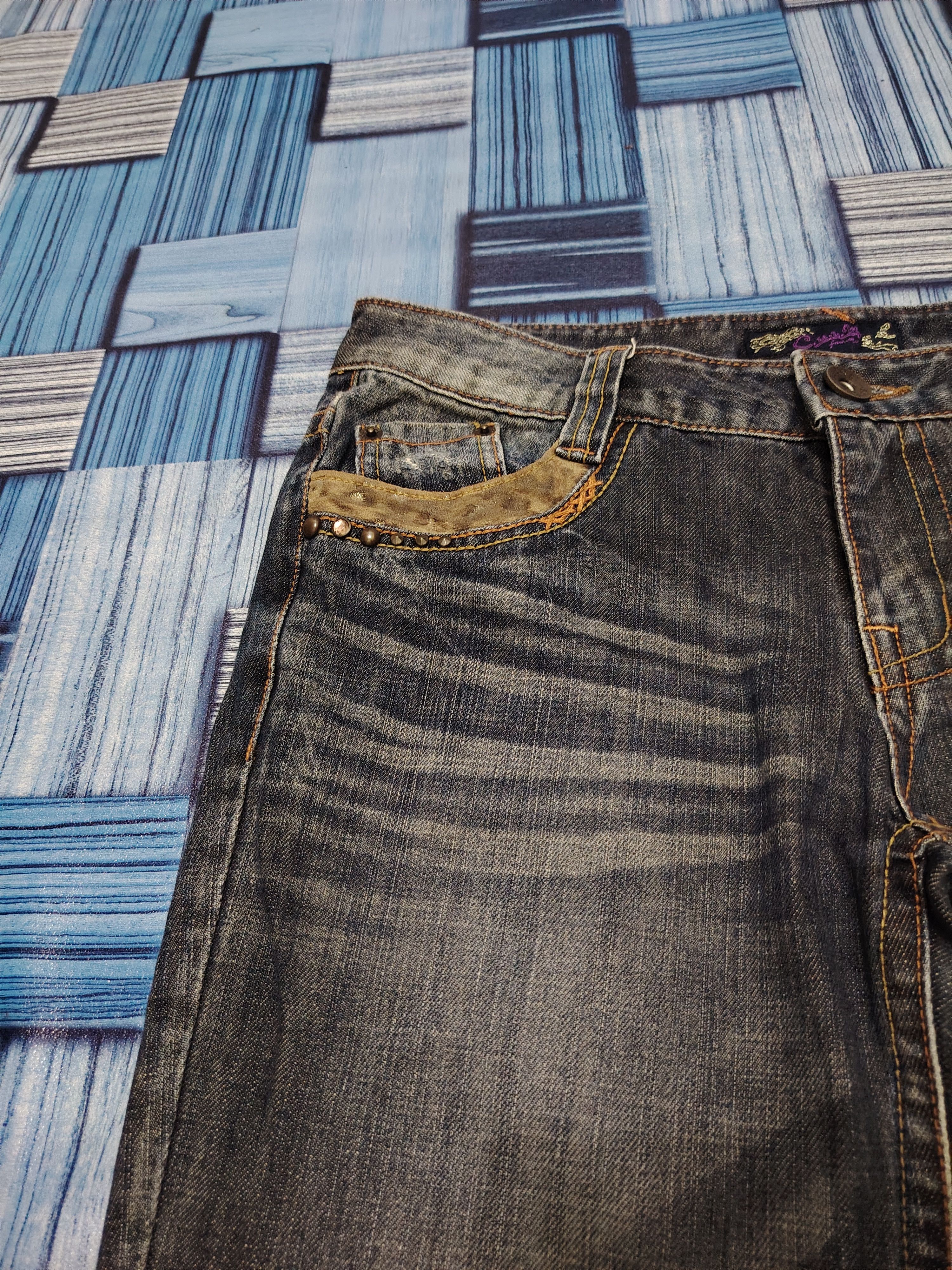 Hysteric Glamour 💥Insane💥 90s CUUM Flared Jeans Bootcut Tribal Pocket Size US 29 - 12 Thumbnail