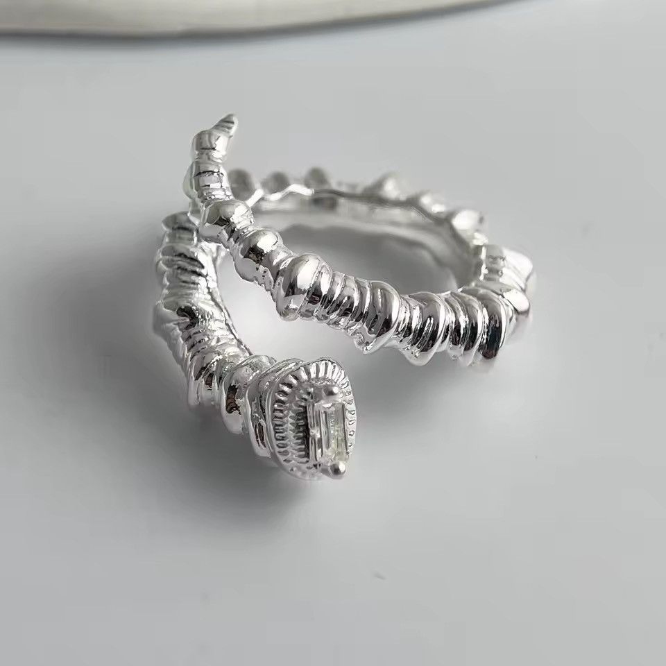 Sterling Silver 925 Sterling silver punk gothic irregular ring Size ONE SIZE - 1 Thumbnail