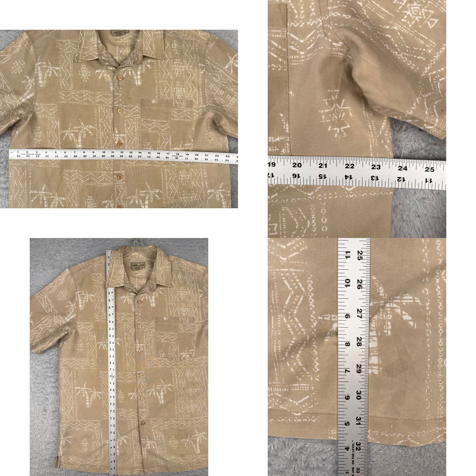 Vintage Scandia Woods Shirt Men Large Beige Palm Tree Button Up 100% Polyester Hawaiian Size US XXL / EU 58 / 5 - 8 Thumbnail