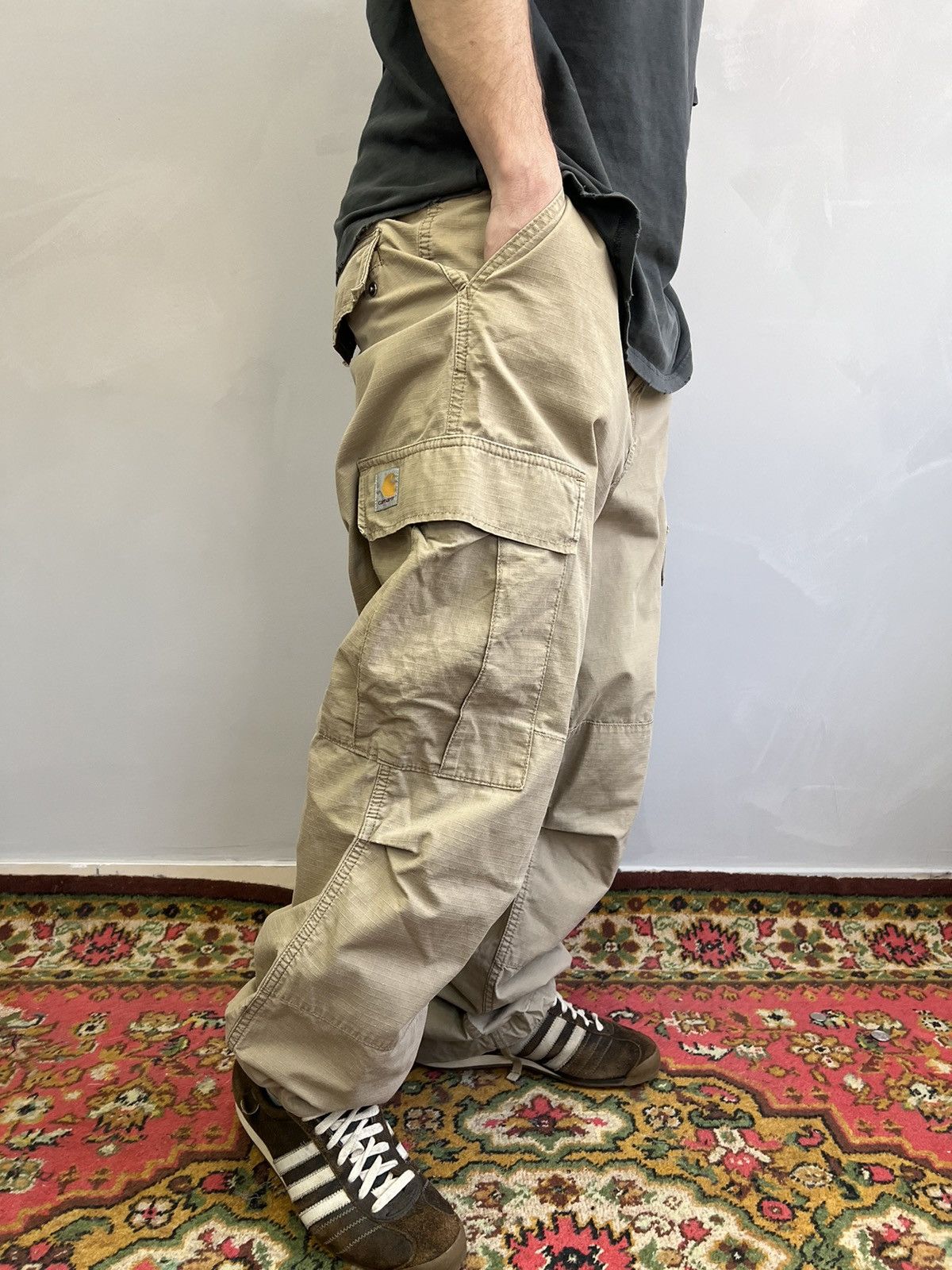 Carhartt × Vintage Vintage Y2K pants Carhartt Wip cargo Baggy watanage faded Size US 34 / EU 50 - 1 Thumbnail