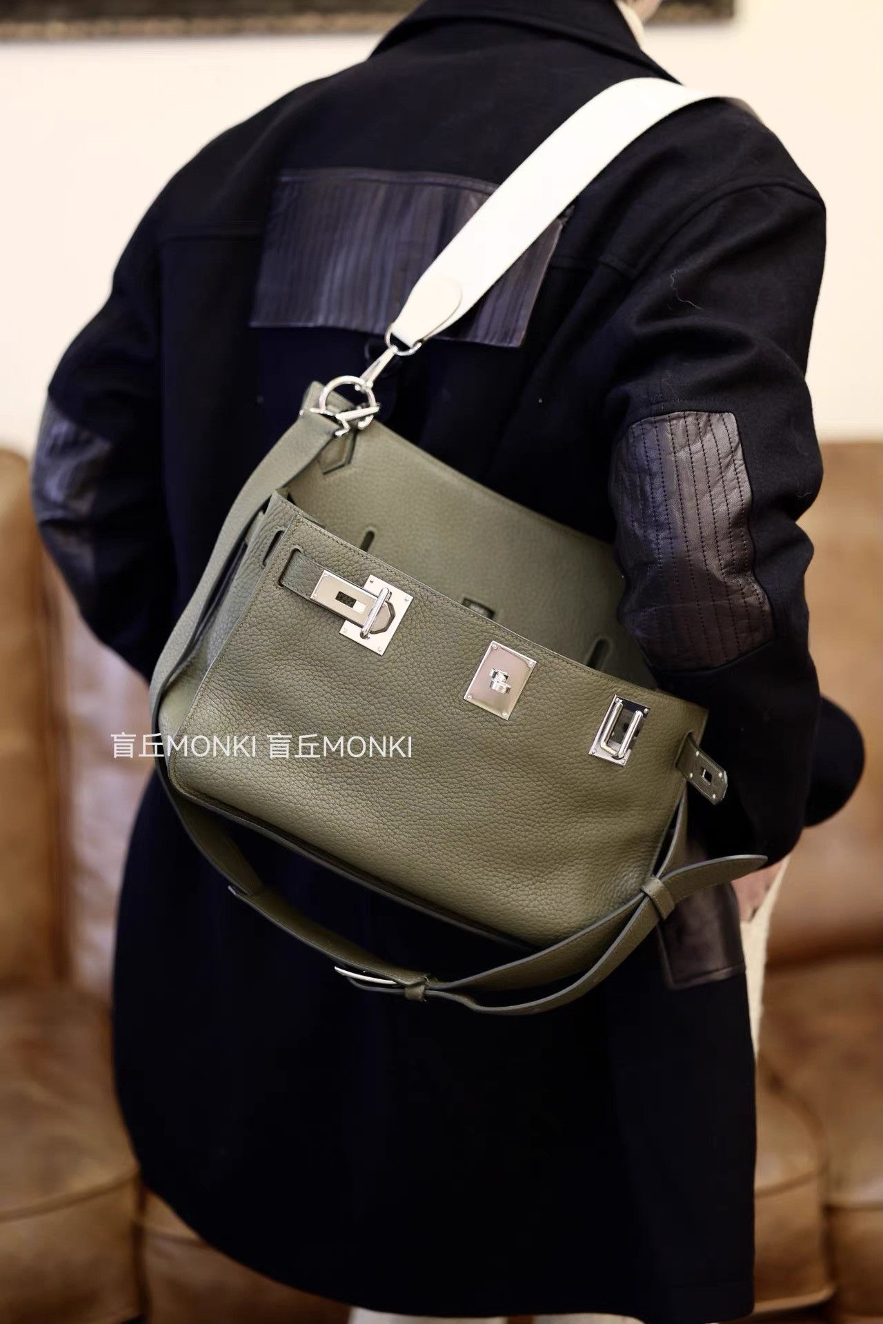 Hermes Hermès Olive Gypsy 34 Togo Messenger Crossbody K32 Size ONE SIZE - 8 Thumbnail