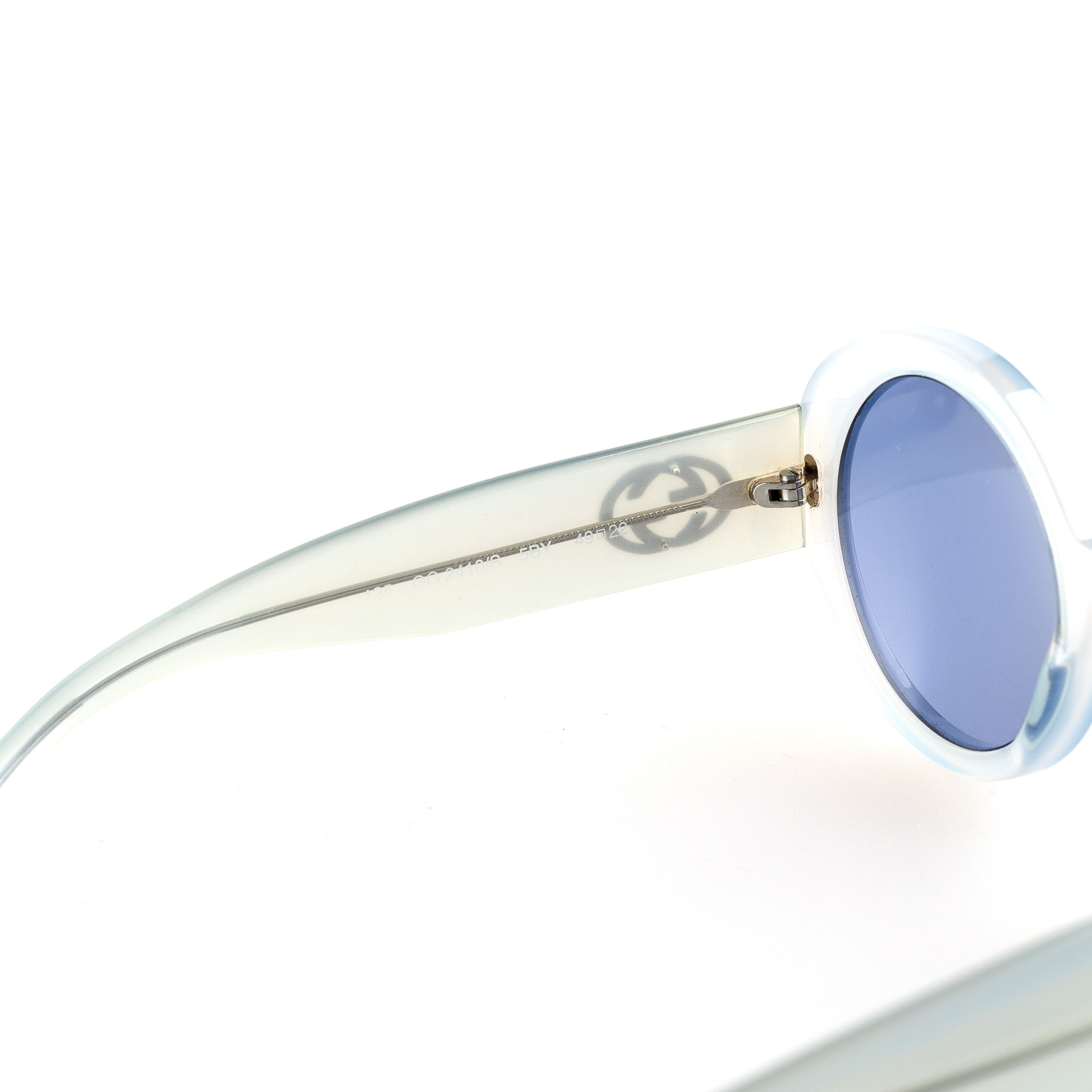 Gucci Gucci GG 2410/S 5BY Rounded Clear Blue Vintage Sunglasses Size ONE SIZE - 6 Thumbnail