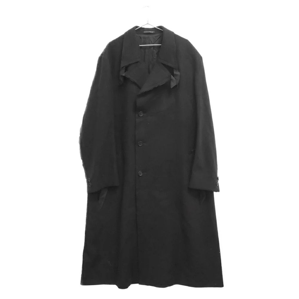 image of Yohji Yamamoto Pour Homme Wool Melton Long Coat in Black, Men's (Size Large)