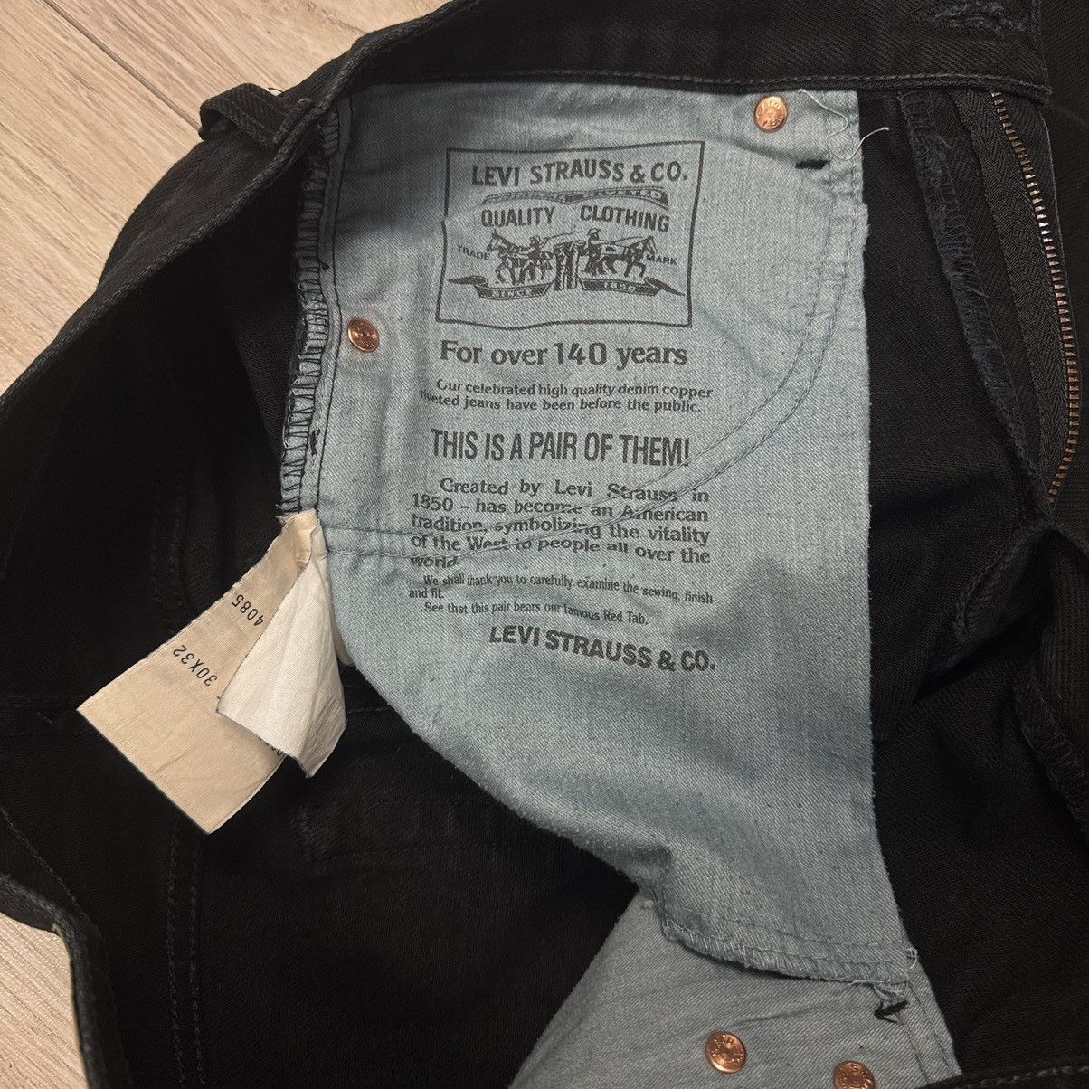 Levi's Crazy Vintage Y2K Levi’s 521 XX Black Wash Denim Jeans Size US 30 / EU 46 - 15 Thumbnail