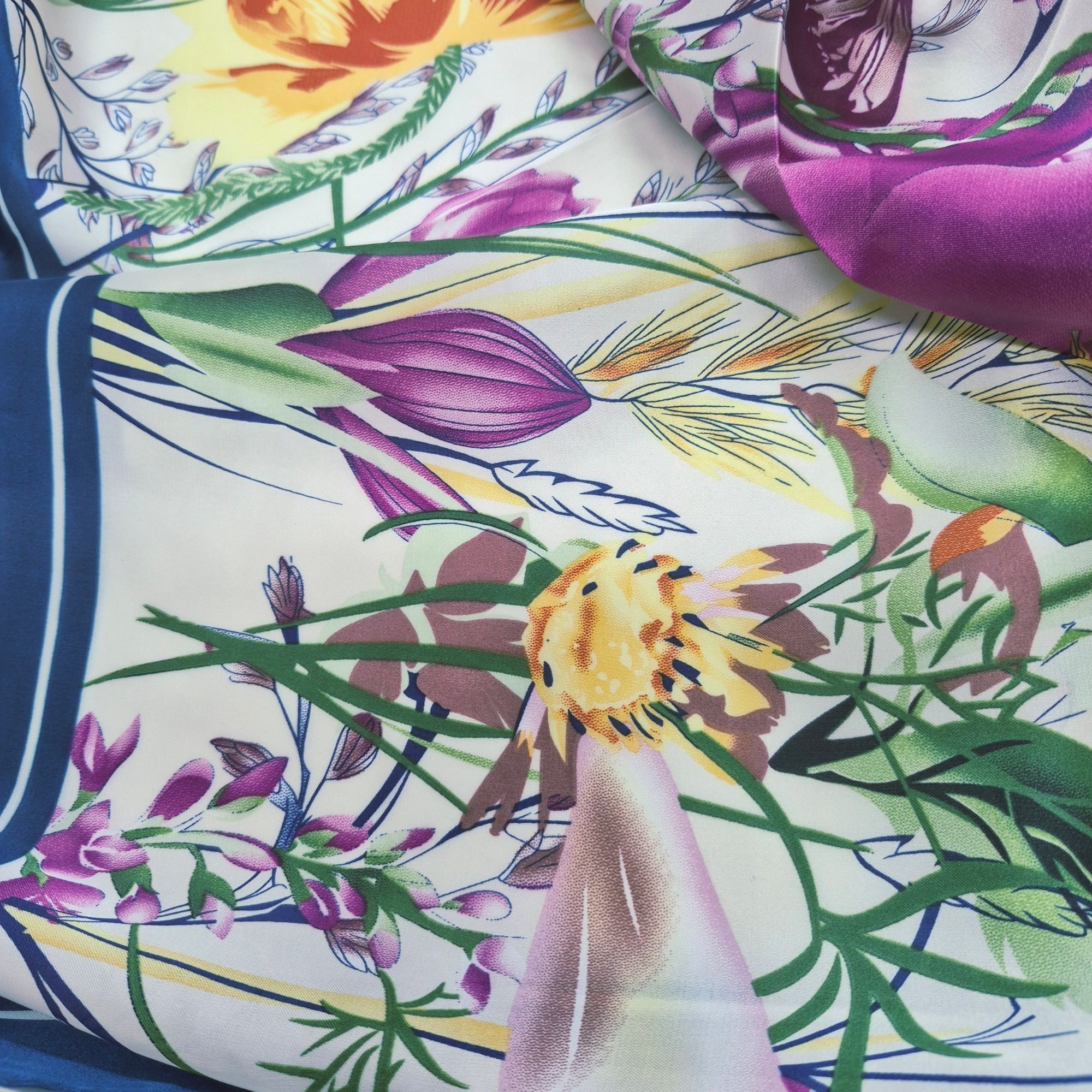 Other ⭐Luxur Elegant Purple Floral Silky Square Scarf Leaf Floral Size ONE SIZE - 5 Thumbnail