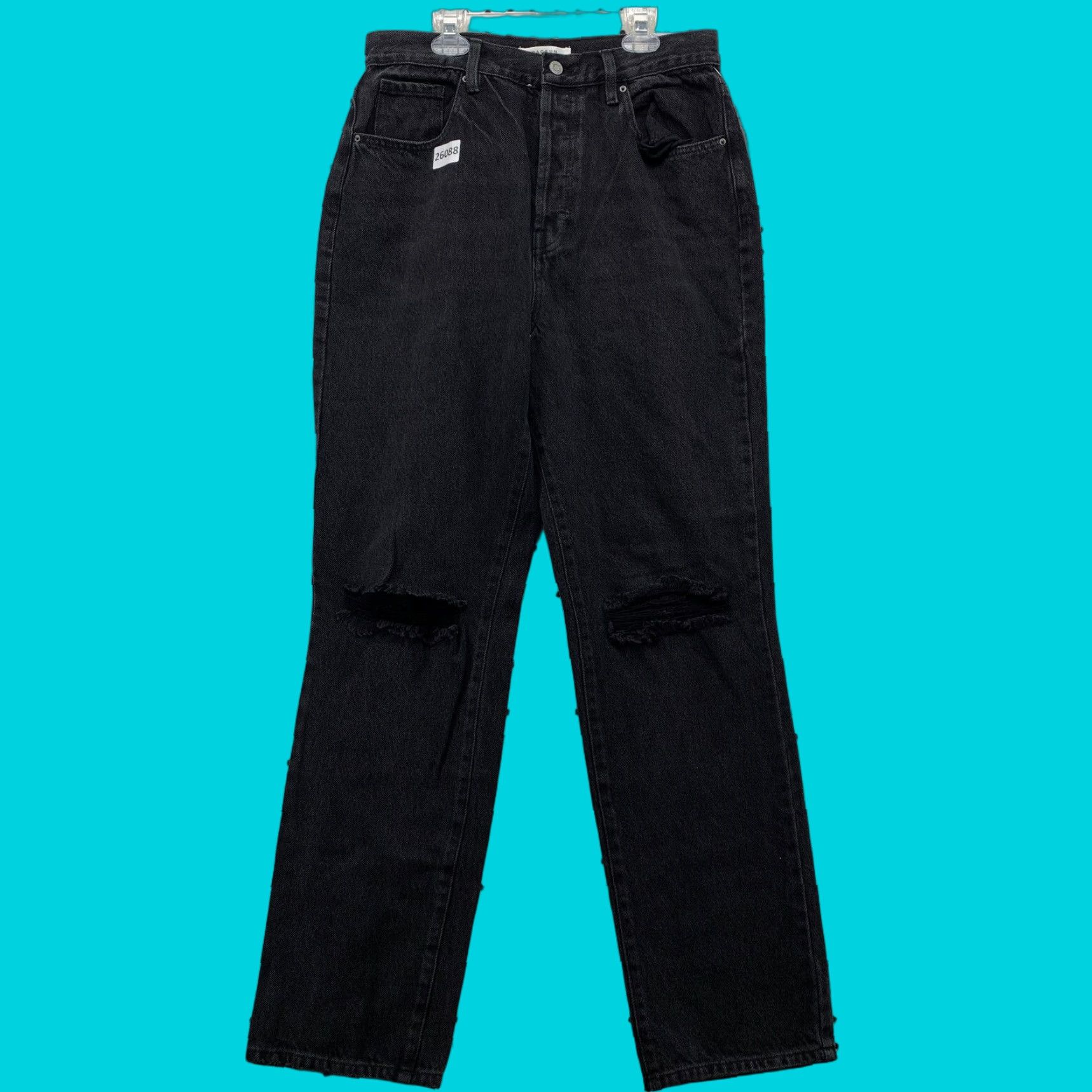 Pacsun Pacsun Womens Dad Jean Black High Rise Button Fly Baggy Straight Size 30 28x30.5 Denim Size 30" / US 8 / IT 44 - 1 Thumbnail