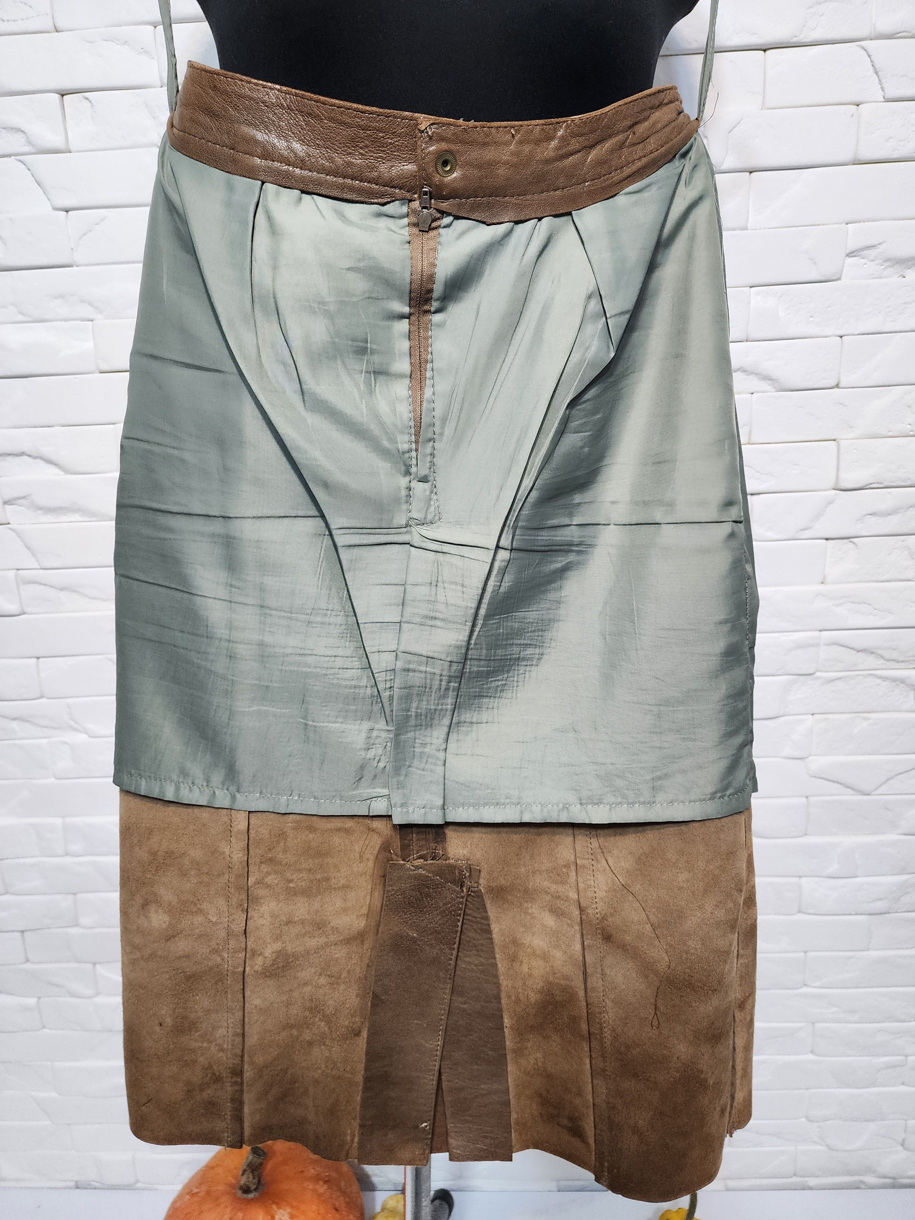 Genuine Leather Stylish brown leather skirt. Brown genuine leather skirt. Size 29" - 8 Thumbnail