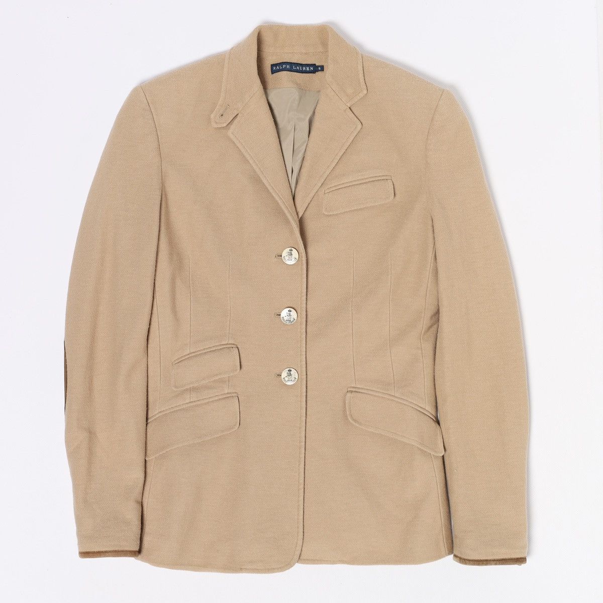Ralph Lauren Ralph Lauren Beige Cotton Blazer Jacket Elbow Patch Size M / US 6-8 / IT 42-44 - 1 Thumbnail