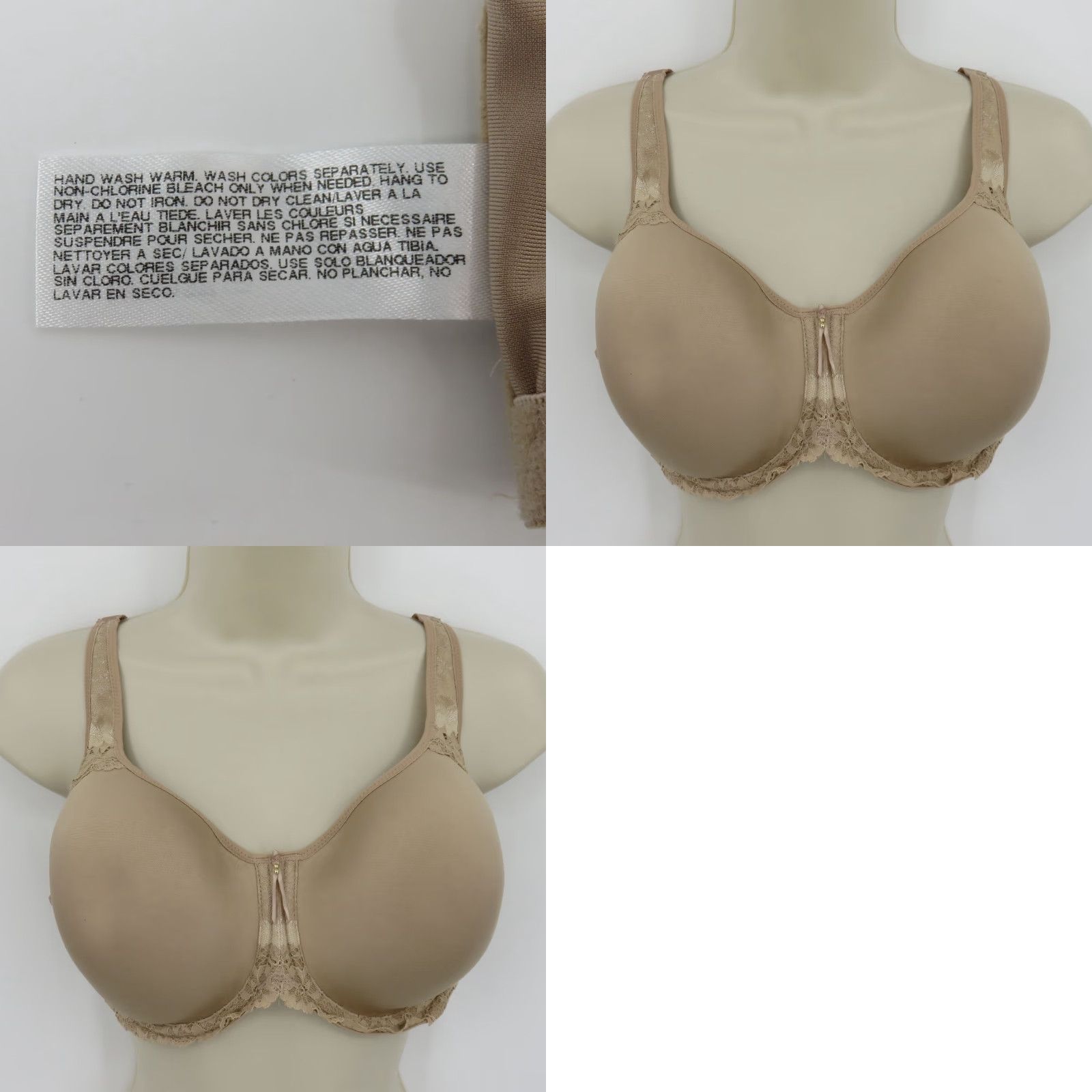 Vintage Wacoal 38D Basic Benefits Contour Lace Bra 853290 Beige Underwire Lined Women Size ONE SIZE - 9 Thumbnail