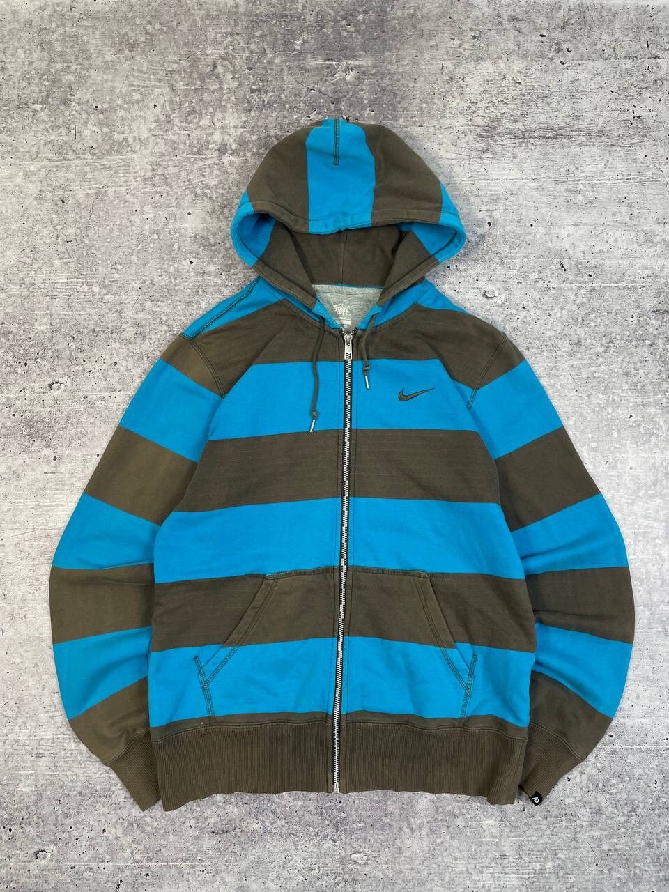 Vintage Nike Stripped Zip Up Hoodie Y2K