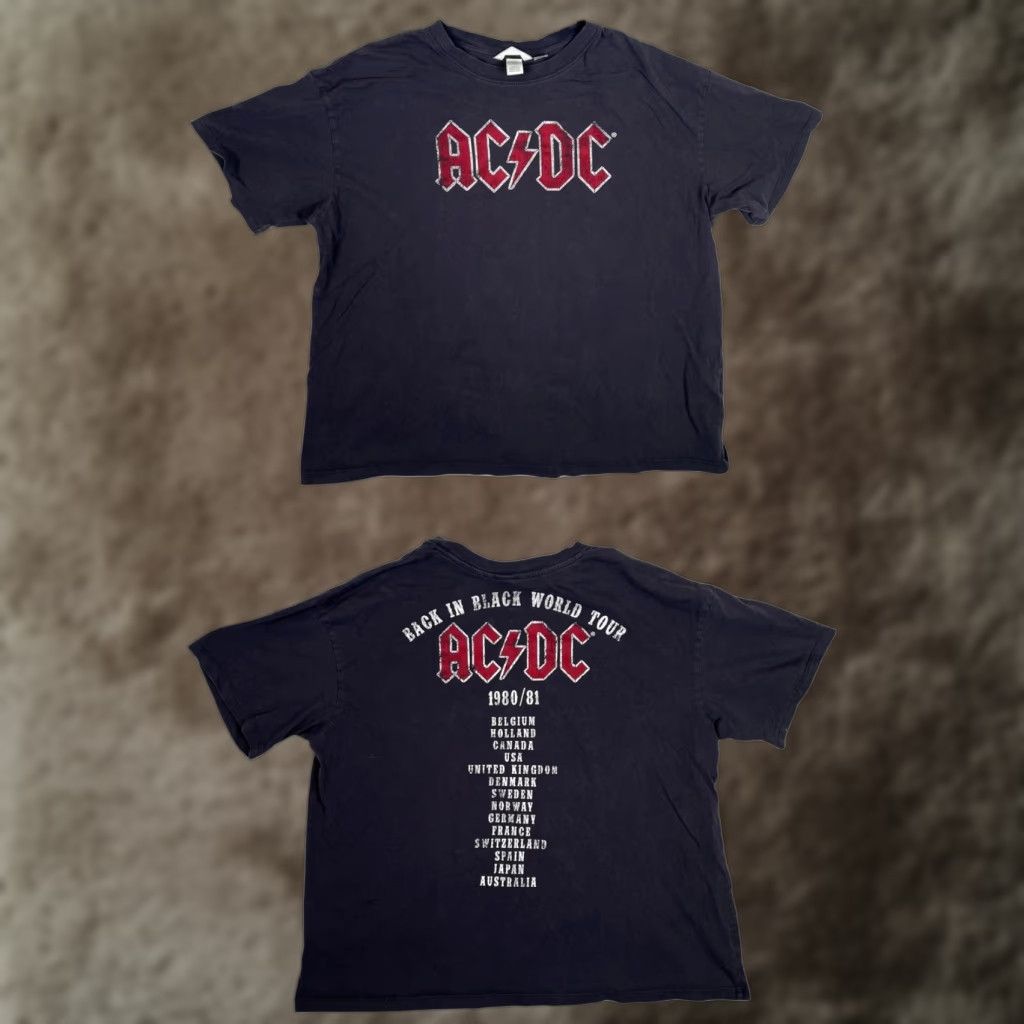 H&M AC/DC T-Shirt Womens L Black Back In Black World Tour H&M Band Graphic Rock Size L / US 10 / IT 46 - 1 Thumbnail