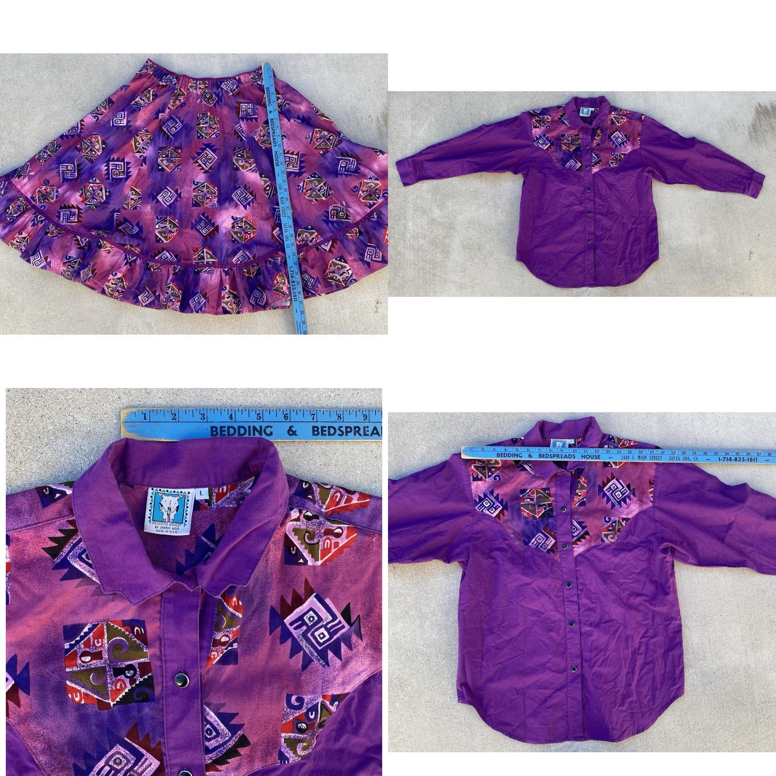 Vintage VINTAGE Desert West Sherry Holt Western Shirt Full Skirt Set Purple Southwestern Shirt Skirt 1980s Rockabilly Mens or Womens? (Gender not provided) Size L / US 10 / IT 46 - 10 Thumbnail