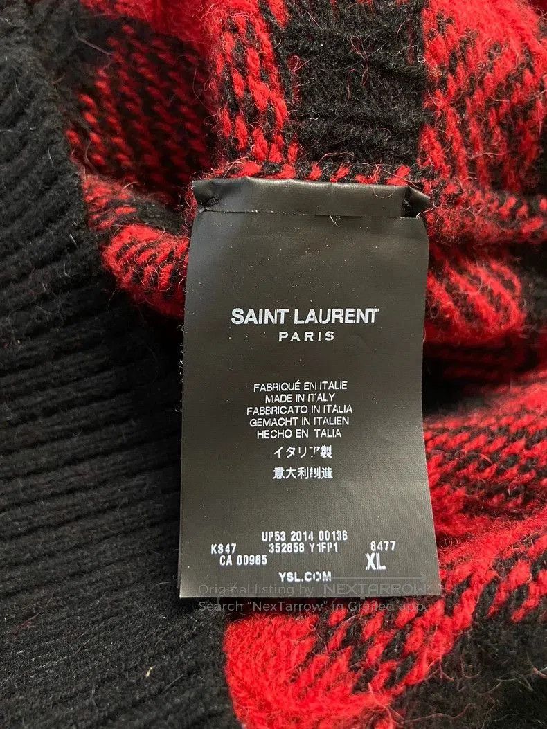 Saint Laurent Paris Saint Laurent Paris Red Black Check Sweater. Size US XL / EU 56 / 4 - 7 Thumbnail