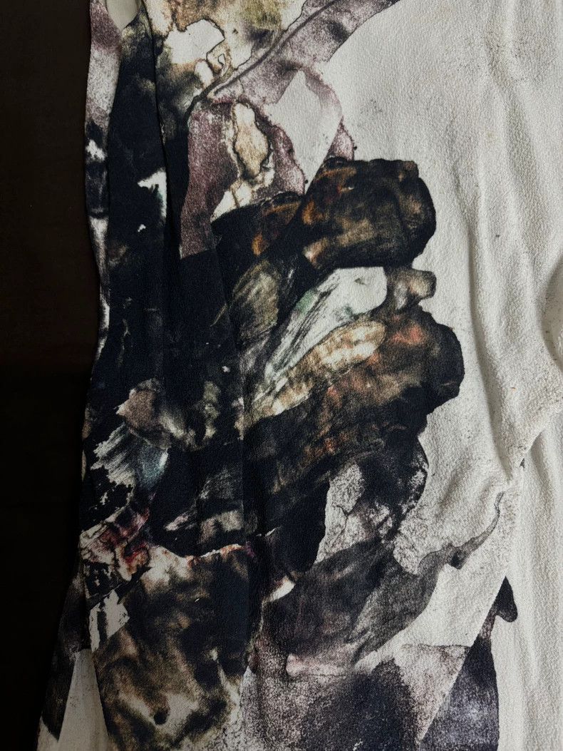 Helmut Lang HELMUT LANG Ink feather floral print irregular swing skirt Size M / US 6-8 / IT 42-44 - 2 Thumbnail