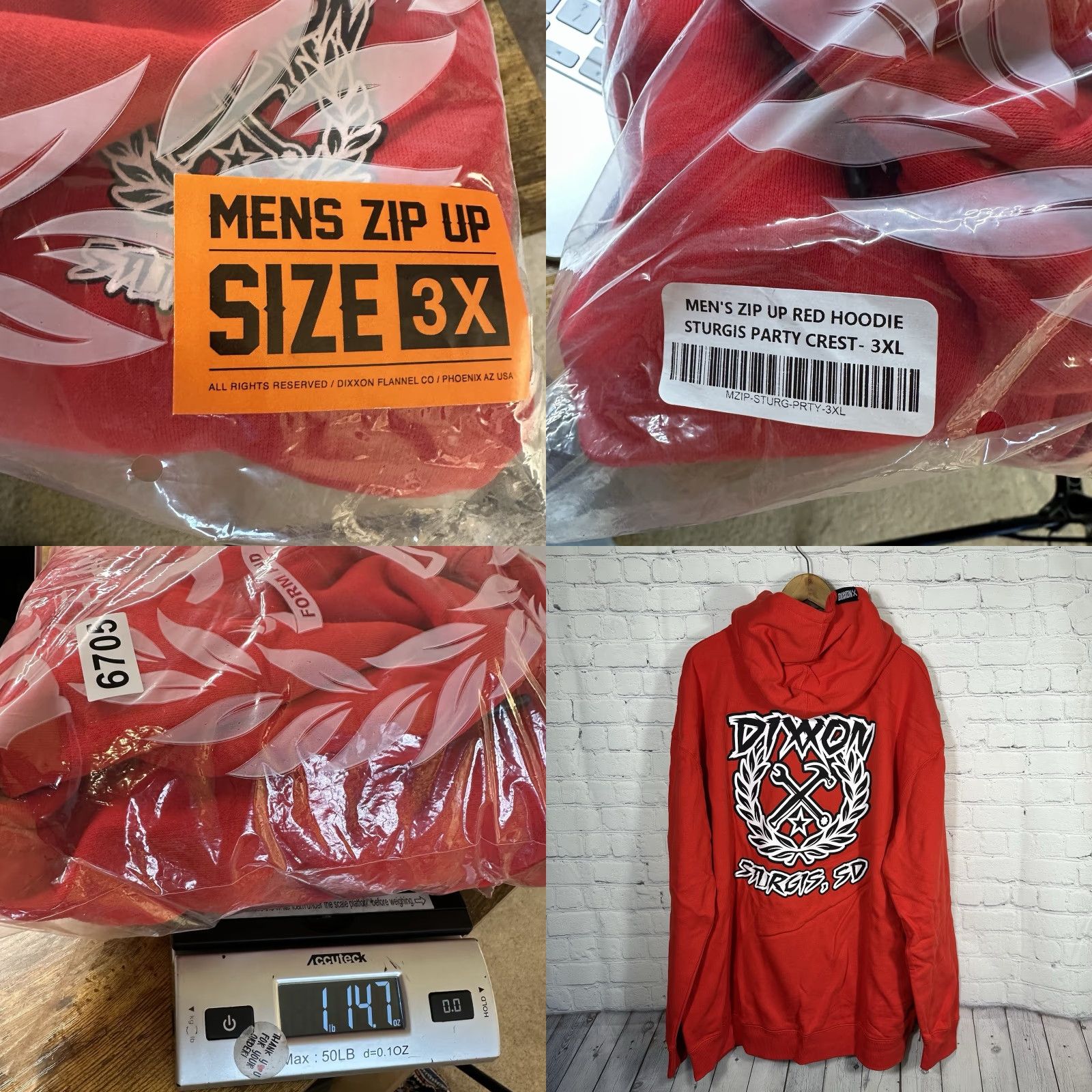 Vintage Dixxon Flannel Co x Sturgis Biker Men's 3XL Red Fleece Lined Full Zip Hoodie NEW Size US XXL / EU 58 / 5 - 9 Thumbnail