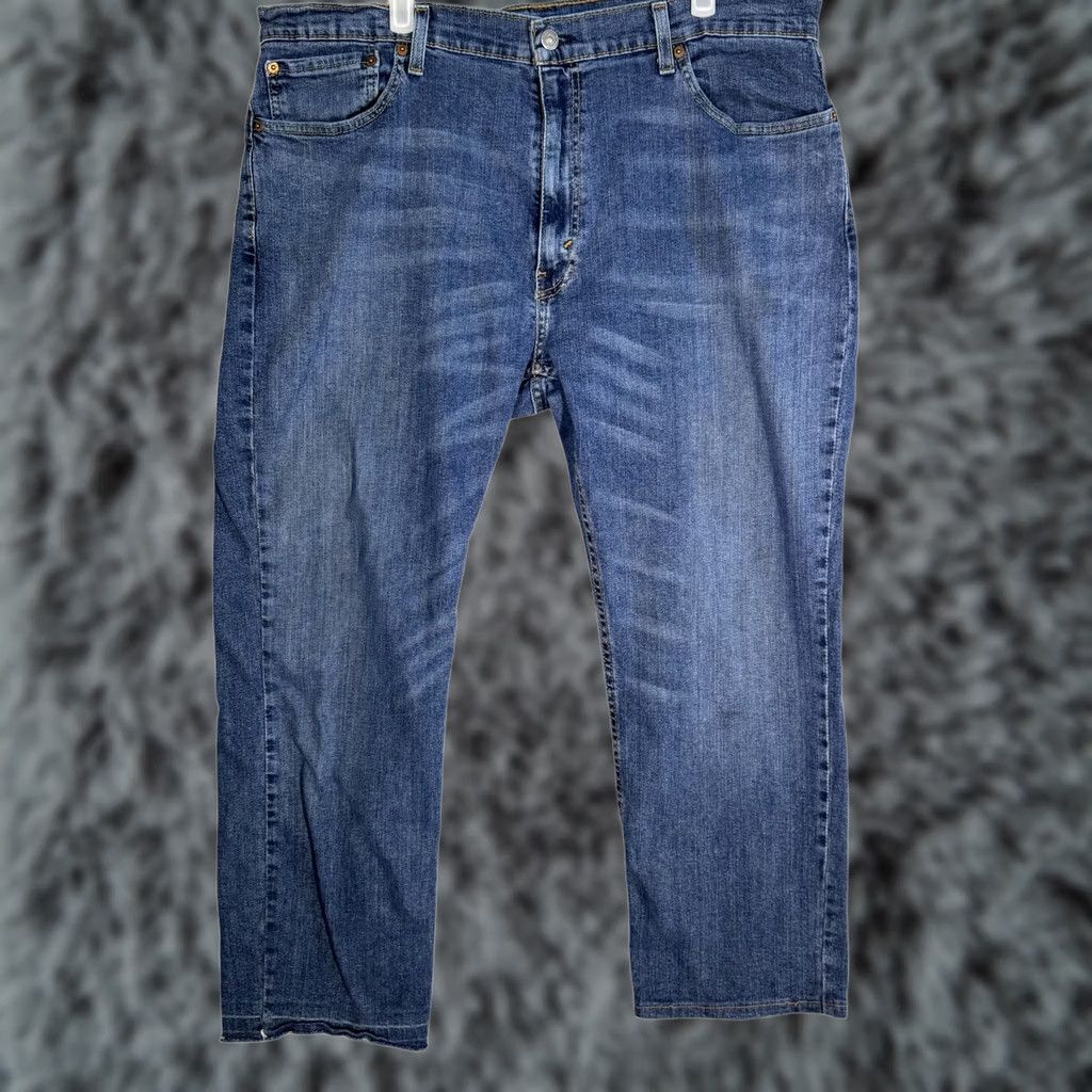 Levi's Levi's 559 Jeans Mens 40x30 Blue Straight Leg Denim Whiskering Frayed Hem Zip Fly Size US 40 / EU 56 - 1 Thumbnail