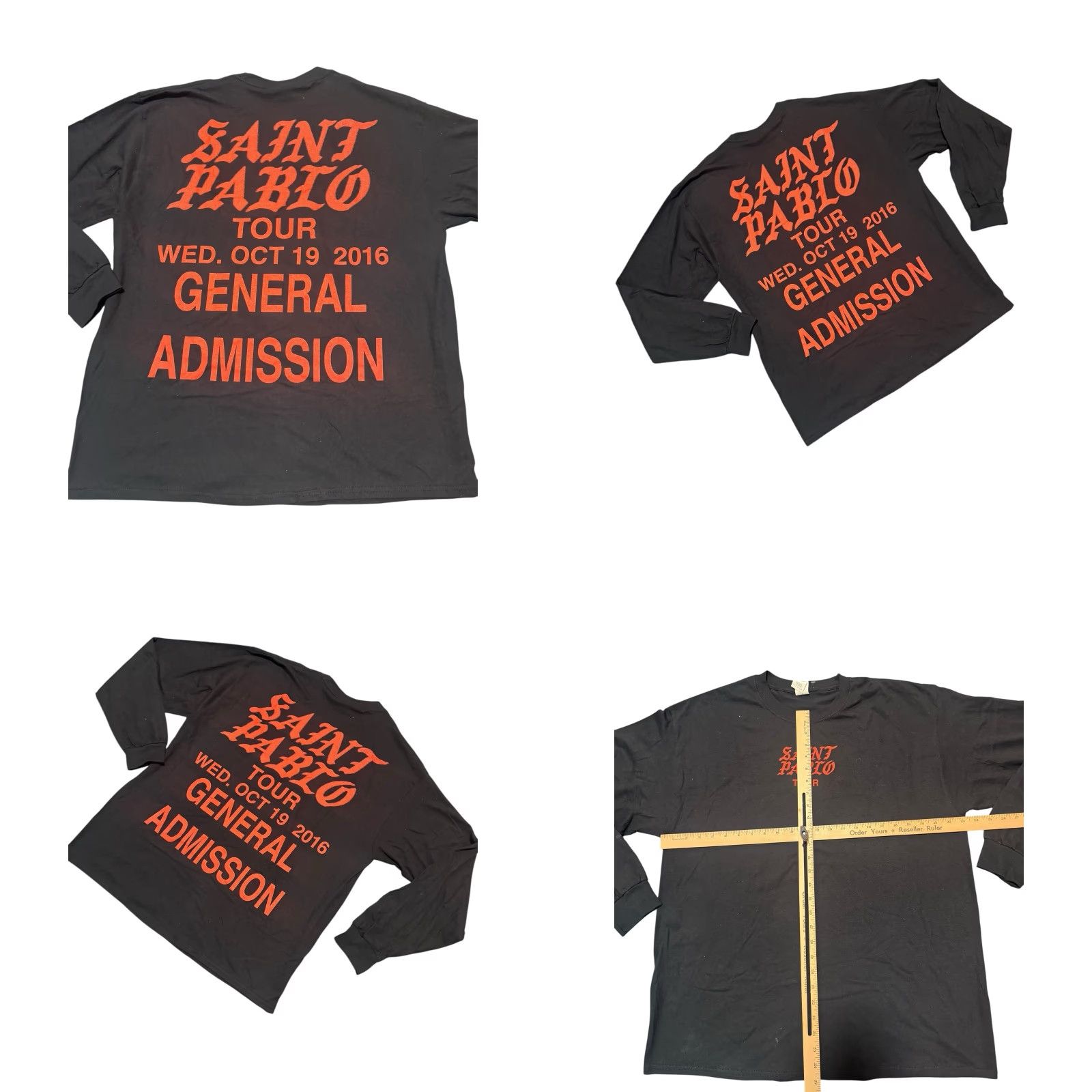 Vintage Saint Pablo Tour 2016 “General Admission” Long Sleeve T-Shirt XL Blk Kanye West Yeezus Men Shirt Black Cotton Blend Graphic Print Vintage No Size US XL / EU 56 / 4 - 8 Thumbnail