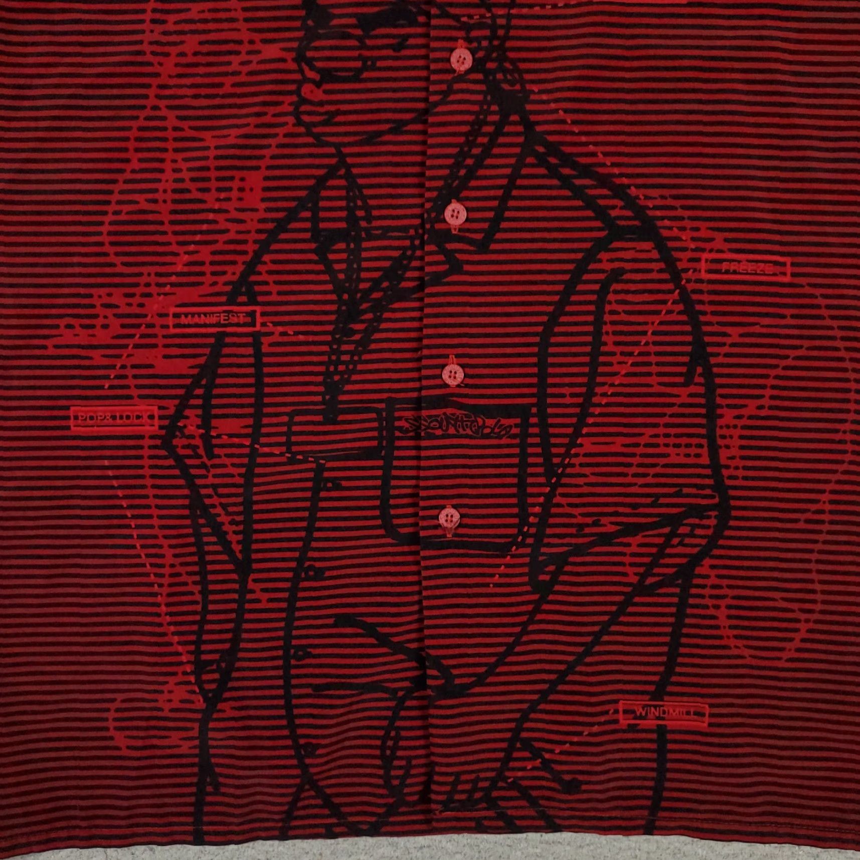 Southpole Southpole Shirt Mens 2XL Black Red Striped Button-Up Short Sleeve Casual Size US XXL / EU 58 / 5 - 3 Thumbnail
