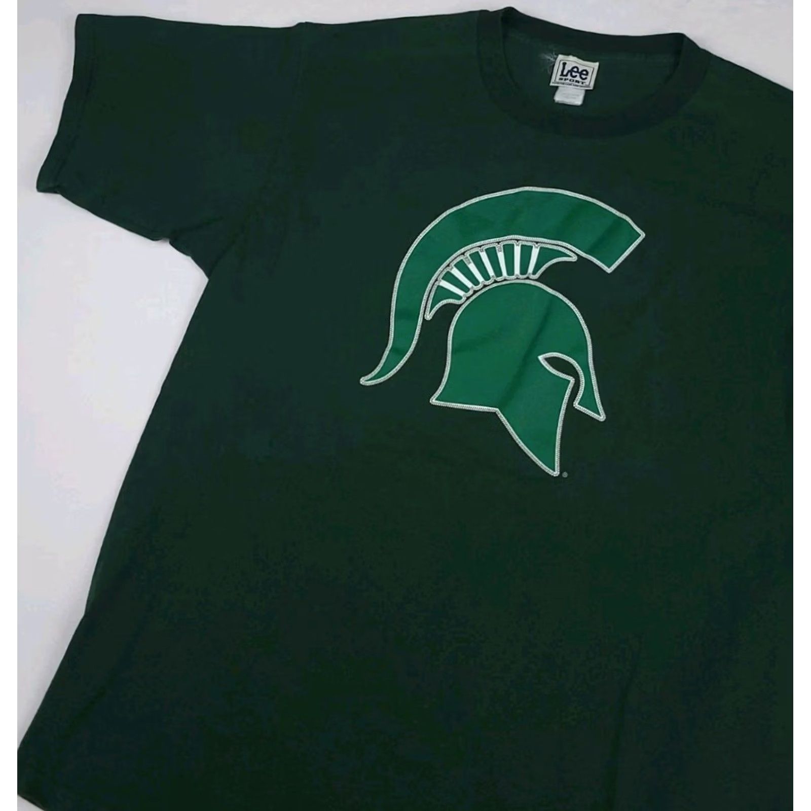 Vintage VINTAGE Michigan State Spartans Logo Print T Shirt Lee Sport USA Y2k Mens XL Green Crew Neck Short Sleeve Shirt Size US XL / EU 56 / 4 - 2 Thumbnail