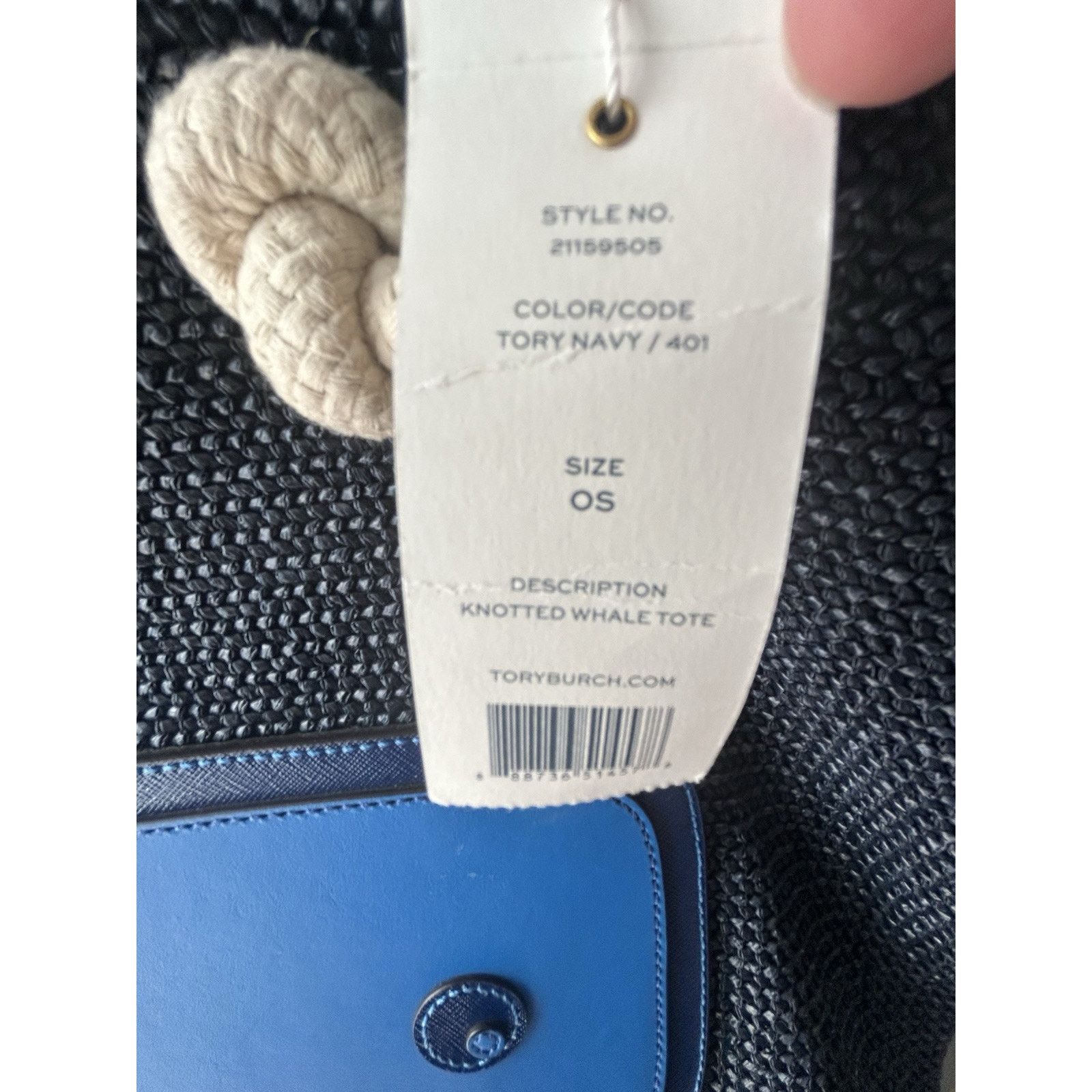 Tory Burch NWT Tory Burch Knotted Whale Tote Navy Blue Handbag Bag Rare Size ONE SIZE - 4 Thumbnail