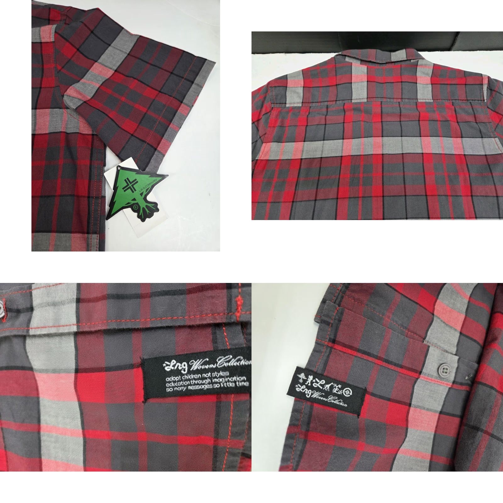 Vintage LRG Shirt Mens Short Sleeve Button-Up Red/Grey Plaid Size L 42in Chest Size US L / EU 52-54 / 3 - 8 Thumbnail