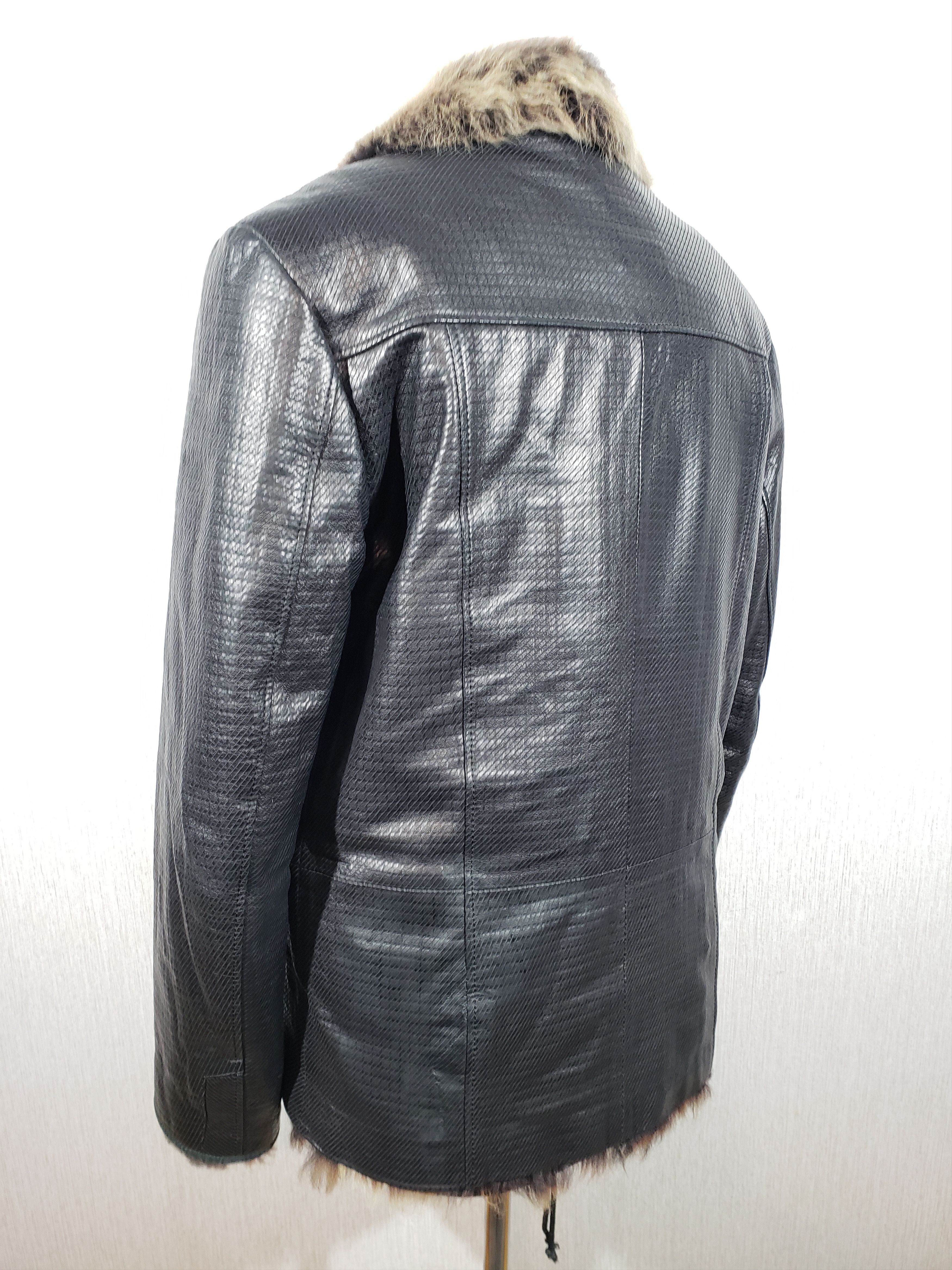 Other Stylish black men's leather jacket with warm fur. Size US M / EU 48-50 / 2 - 6 Thumbnail
