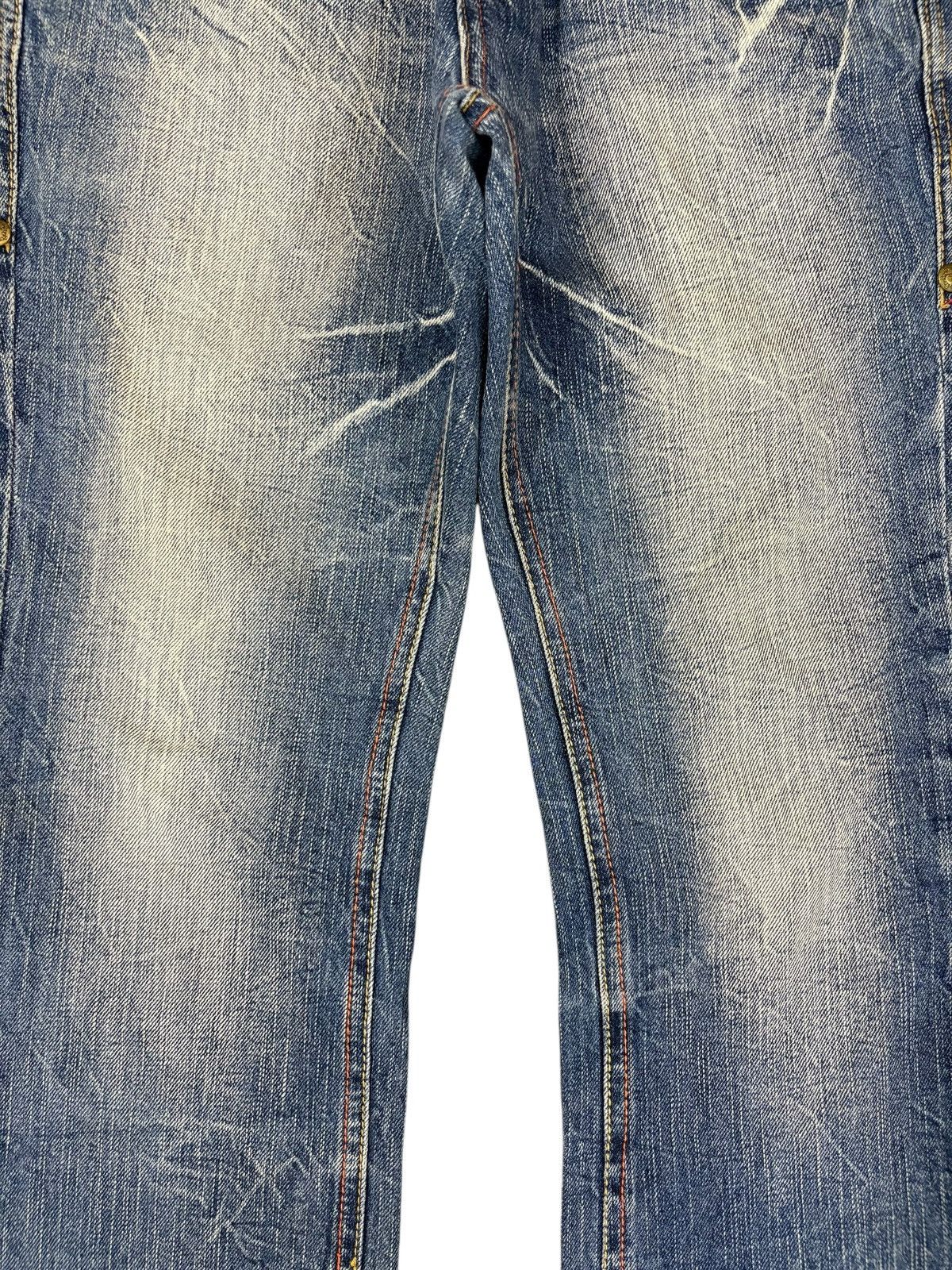 Japanese Brand Vintage Blow by Blue Cracked Faded Wash Bootcut Jeans Size US 30 / EU 46 - 5 Thumbnail