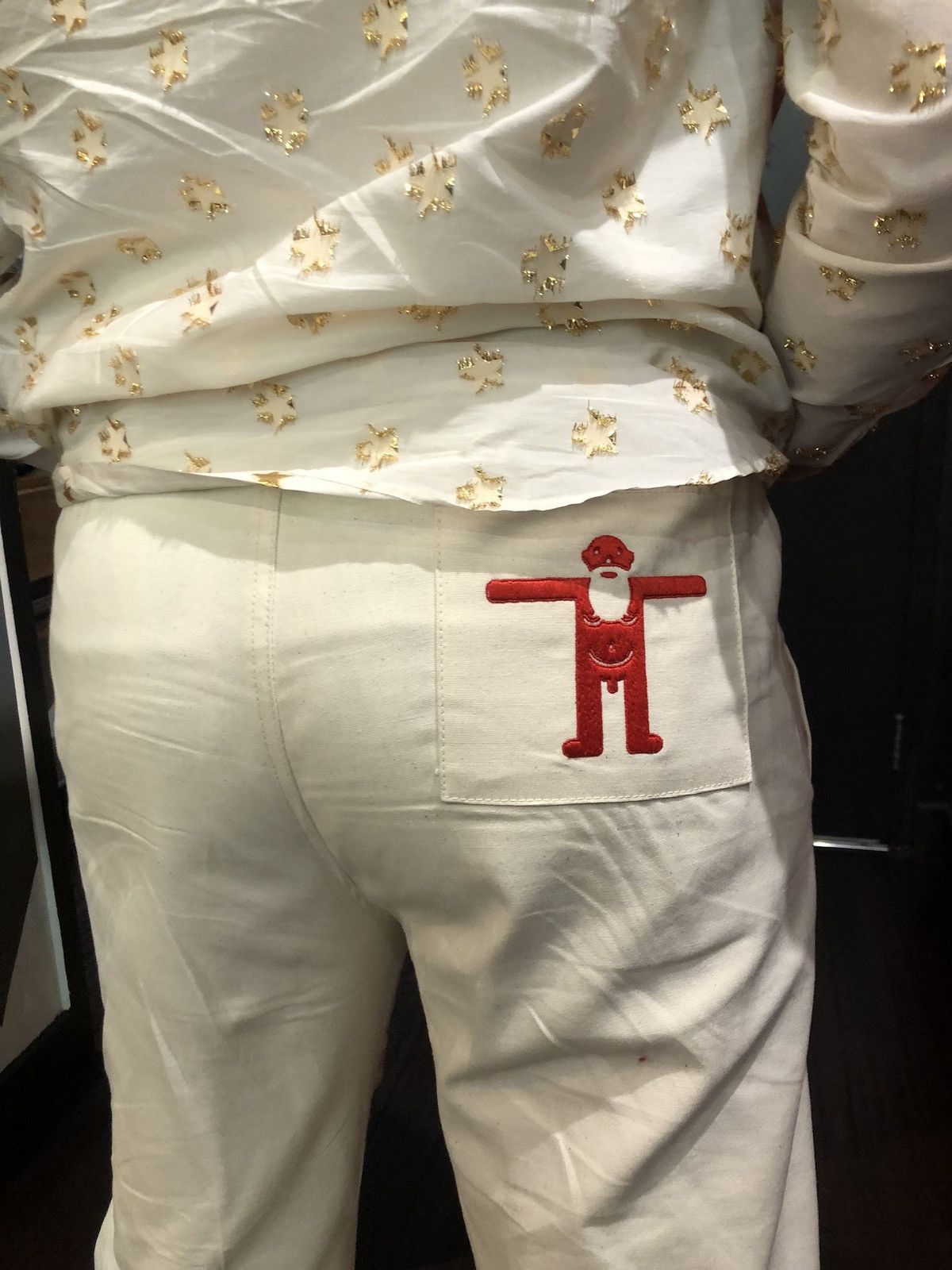 Walter Van Beirendonck Cream Cotton Trousers with Pocket Embroidery Size US 34 / EU 50 - 6 Thumbnail