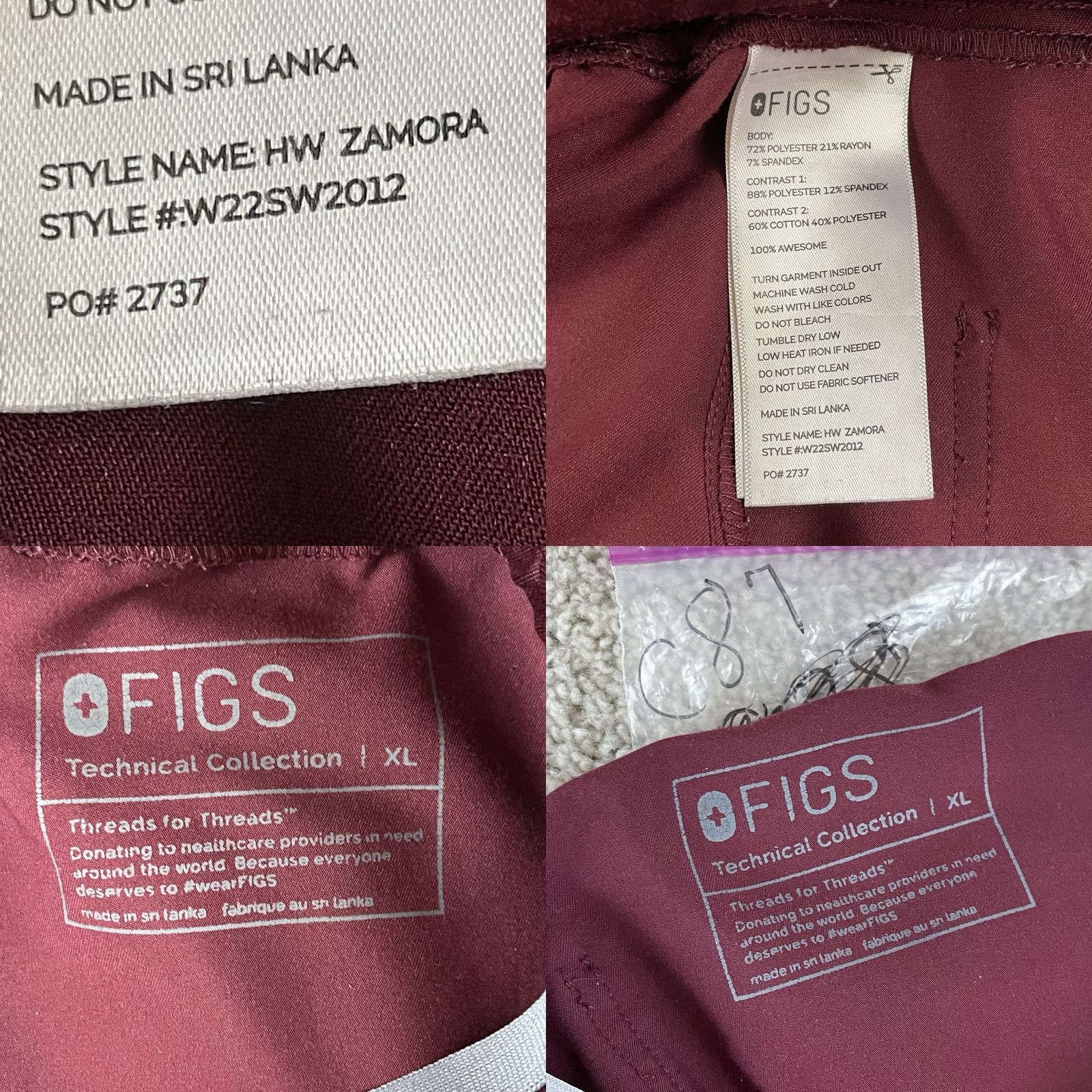 Vintage FIGS Joggers Women's XL Zamora Red Scrub Work 29 Inseam Nurse Office C87 Size 40" / US 18 - 8 Thumbnail