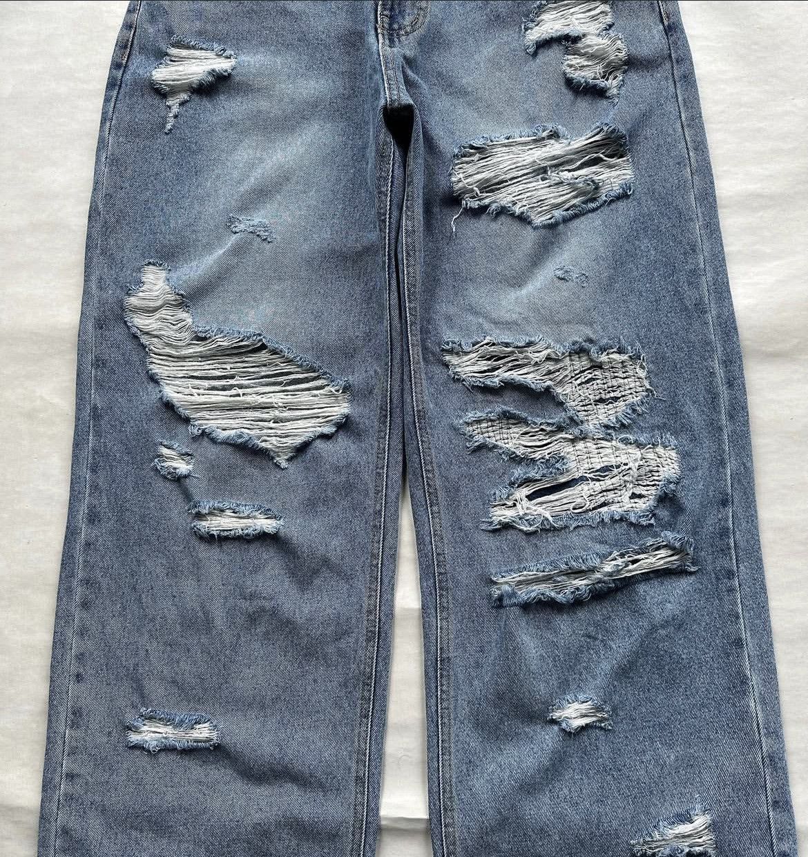 Hysteric Glamour MUSE Ripped Washed Wide Denim Pants Size US 32 / EU 48 - 3 Thumbnail