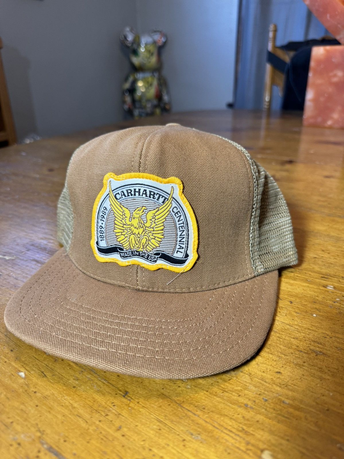 Carhartt × Vintage VTG 1989 Carhartt Centennial Eagle Patch Trucker Hat USA Size ONE SIZE - 2 Thumbnail